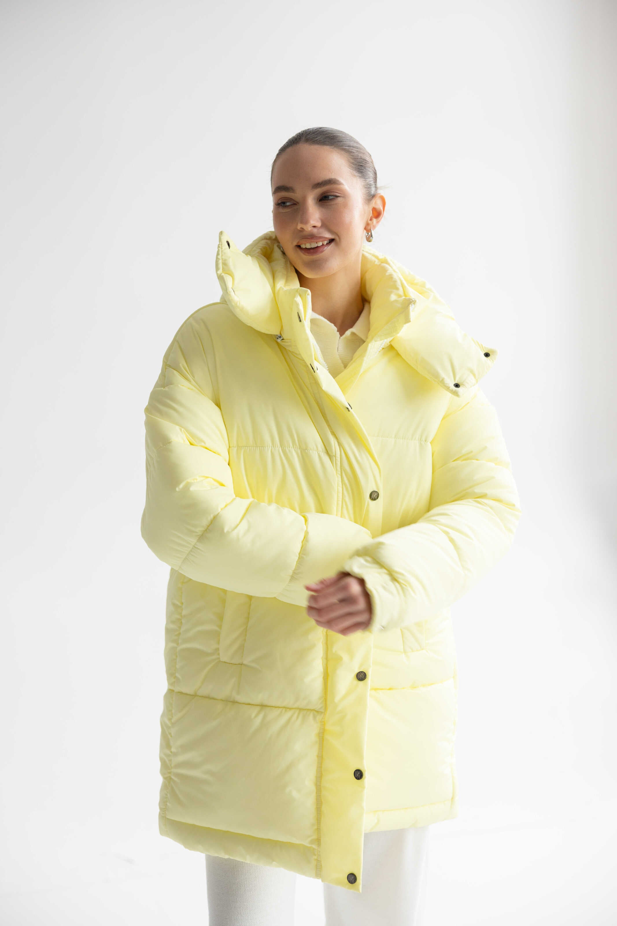 Long Oversized Puffer Jacket Yellow