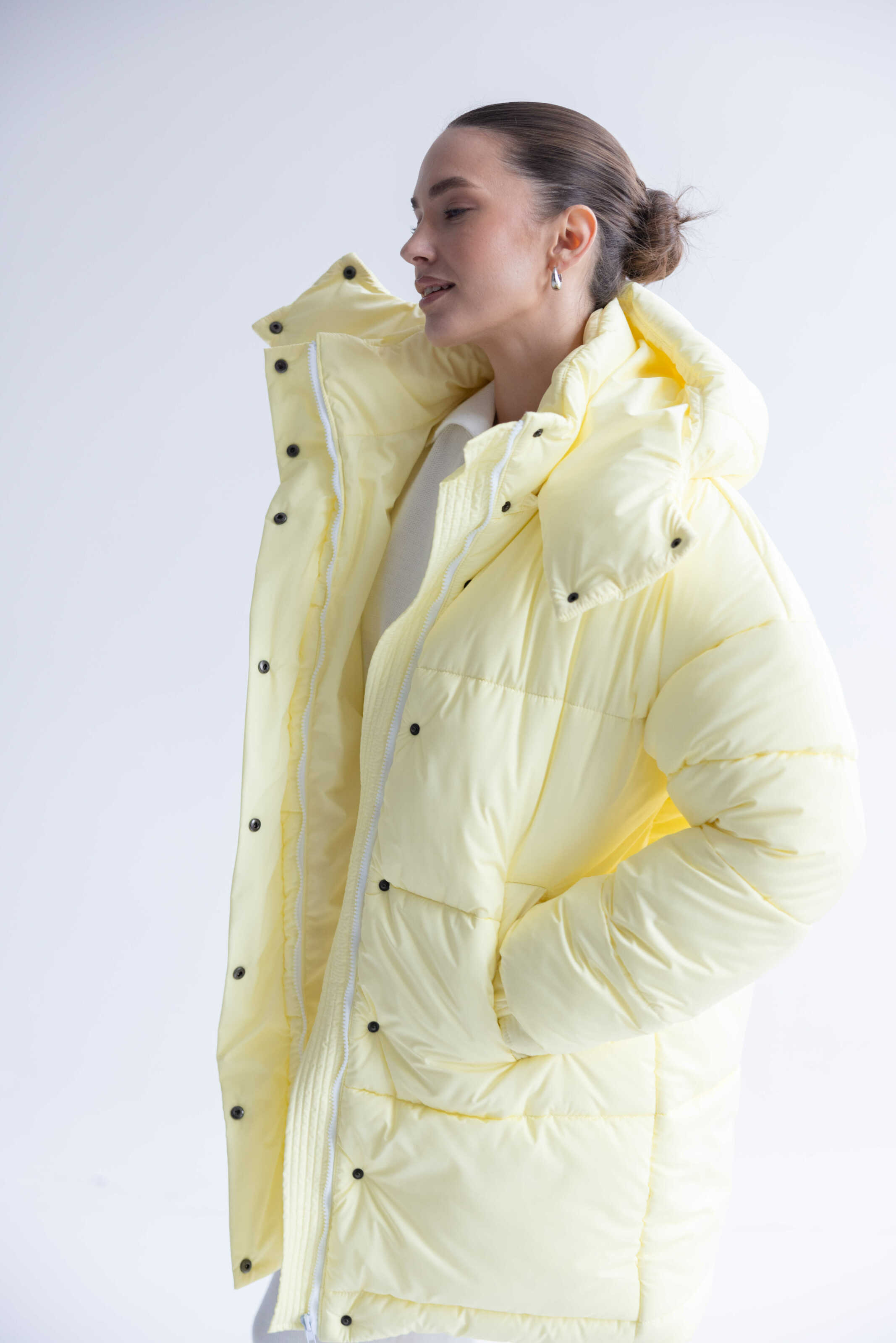 Long Oversized Puffer Jacket Yellow