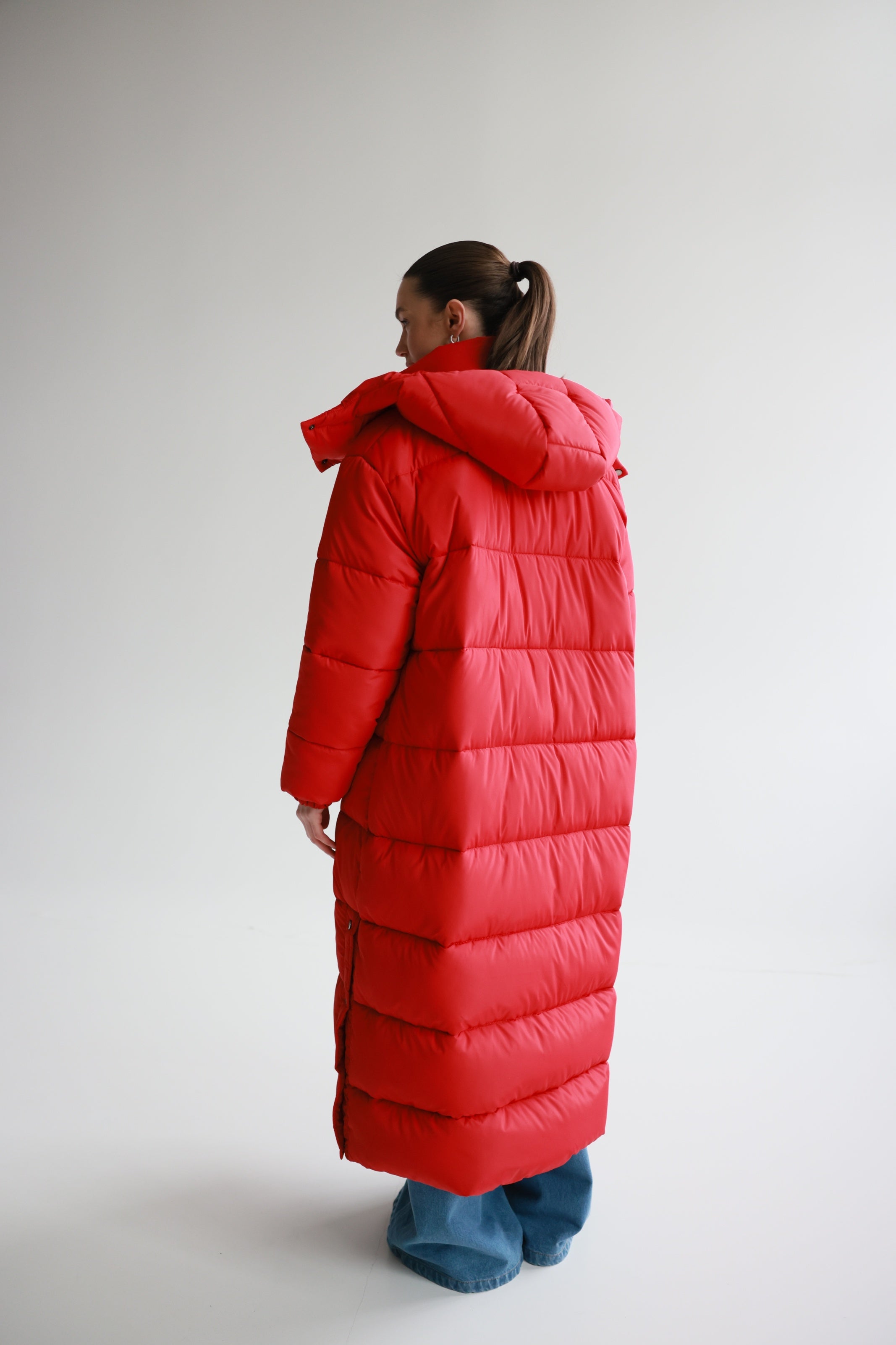 Oversized Maxi Puffer Jacket Red