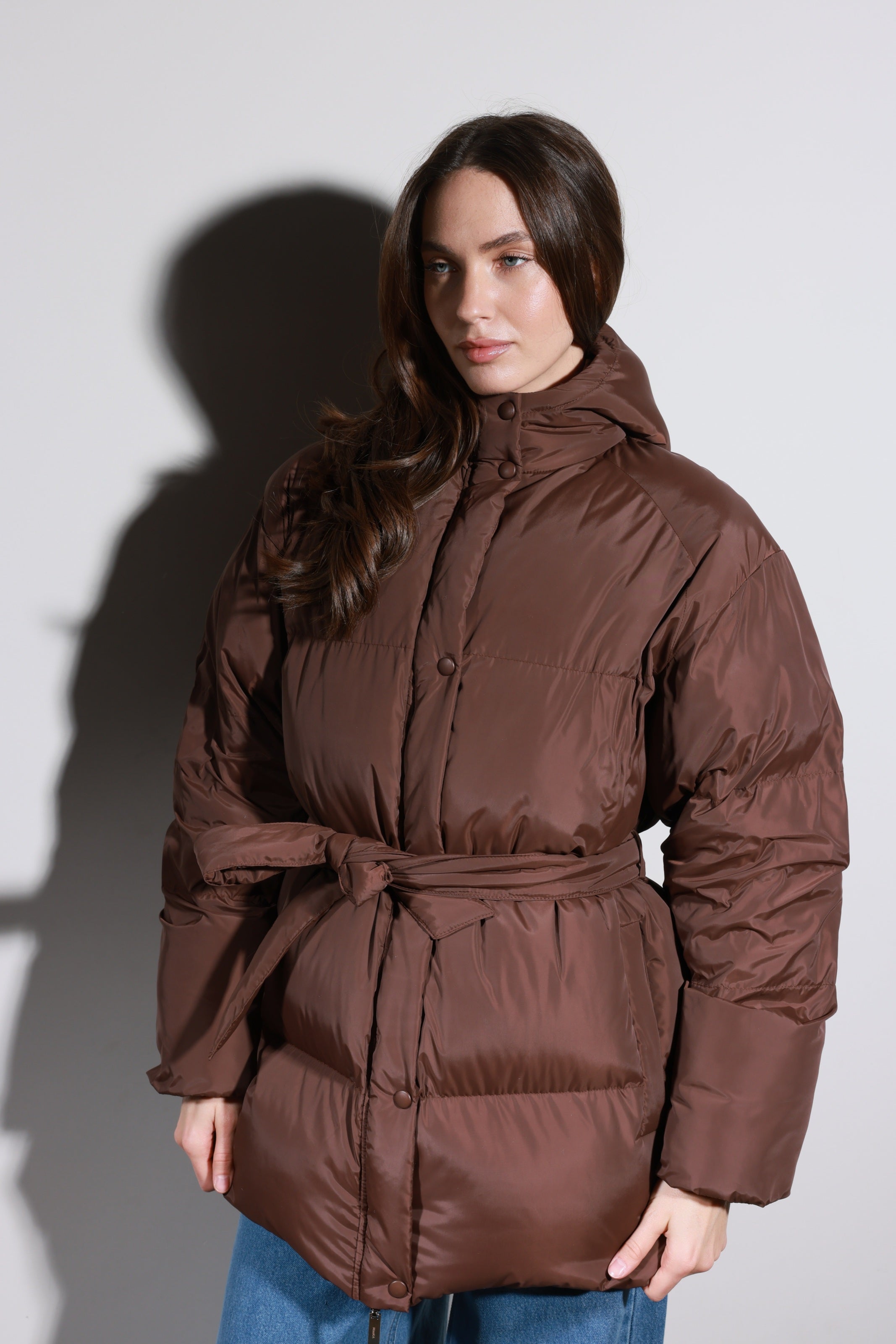 Belted Puffer Jacket Mocha