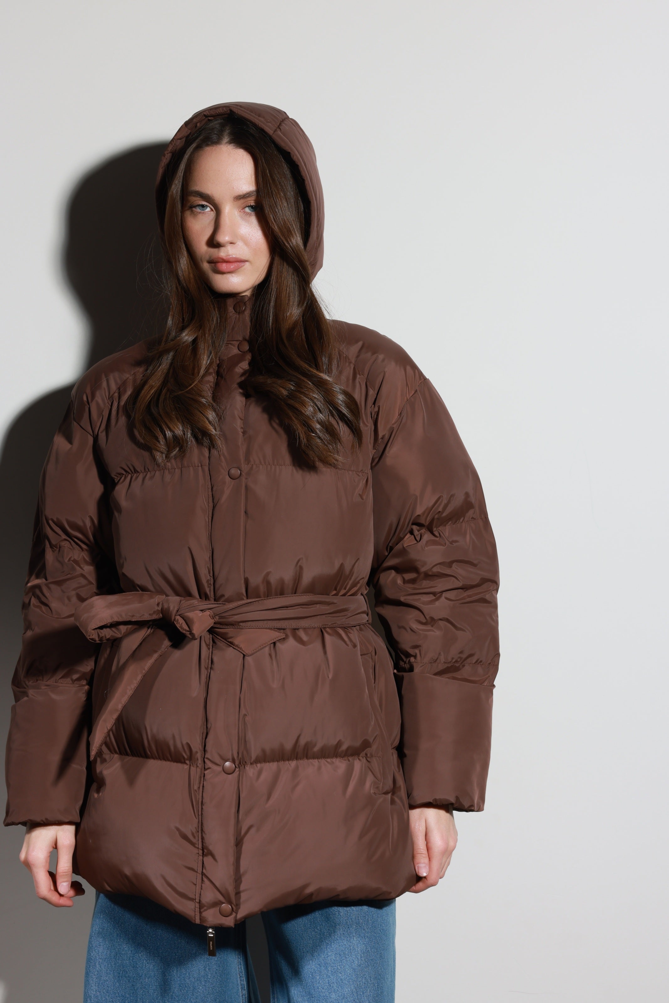 Belted Puffer Jacket Mocha