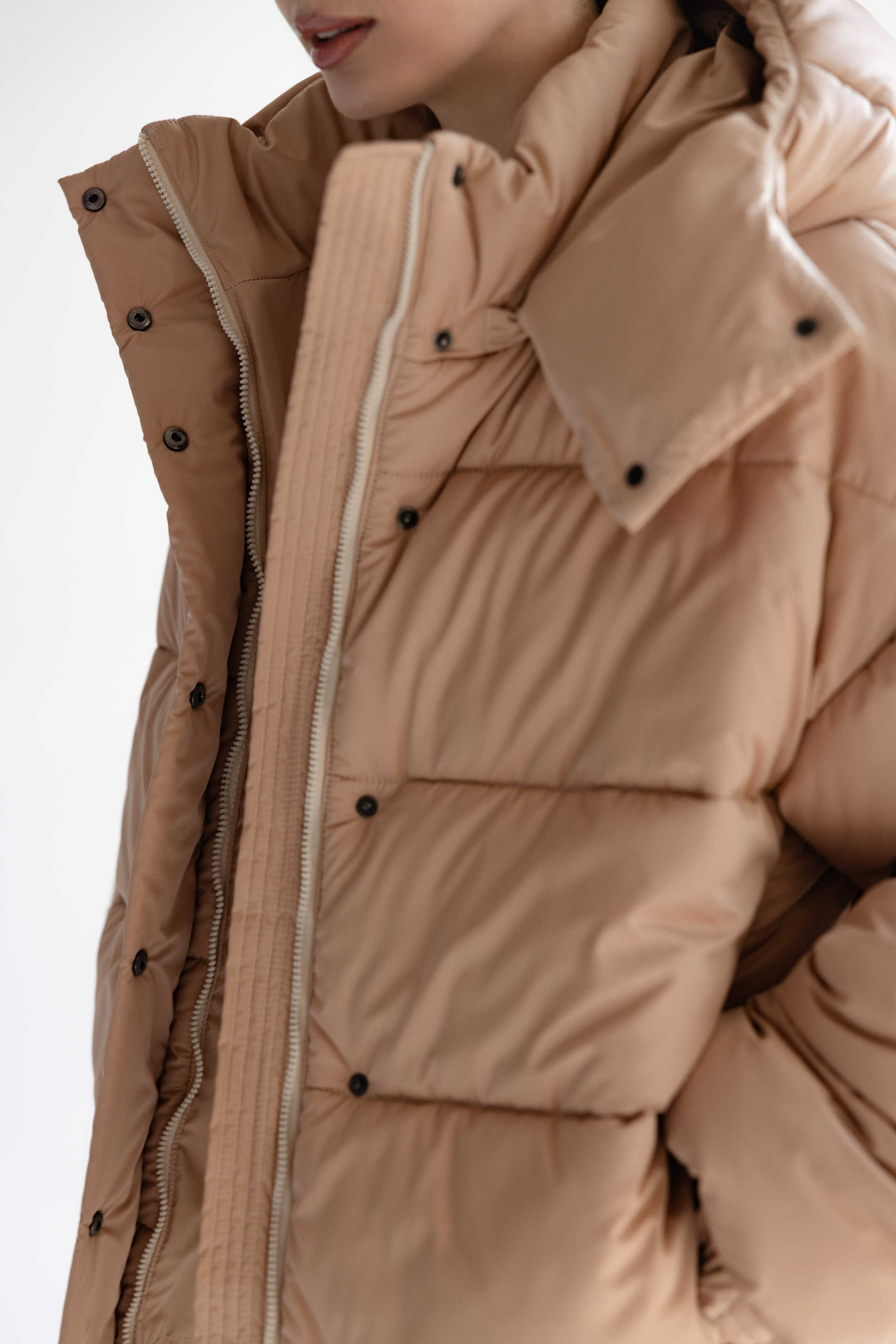 Oversized Puffer Jacket Beige