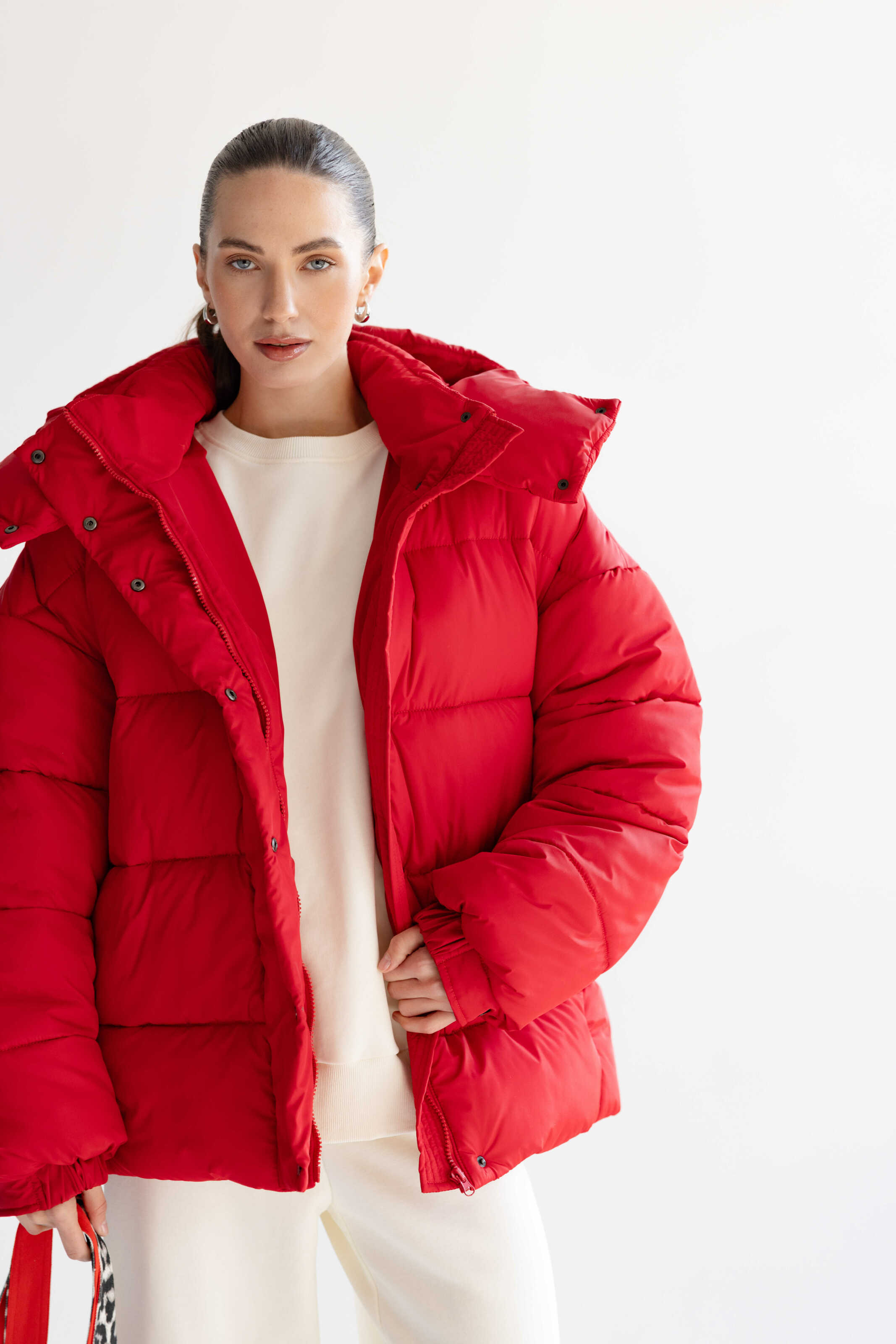 Oversized Puffer Jacket Red