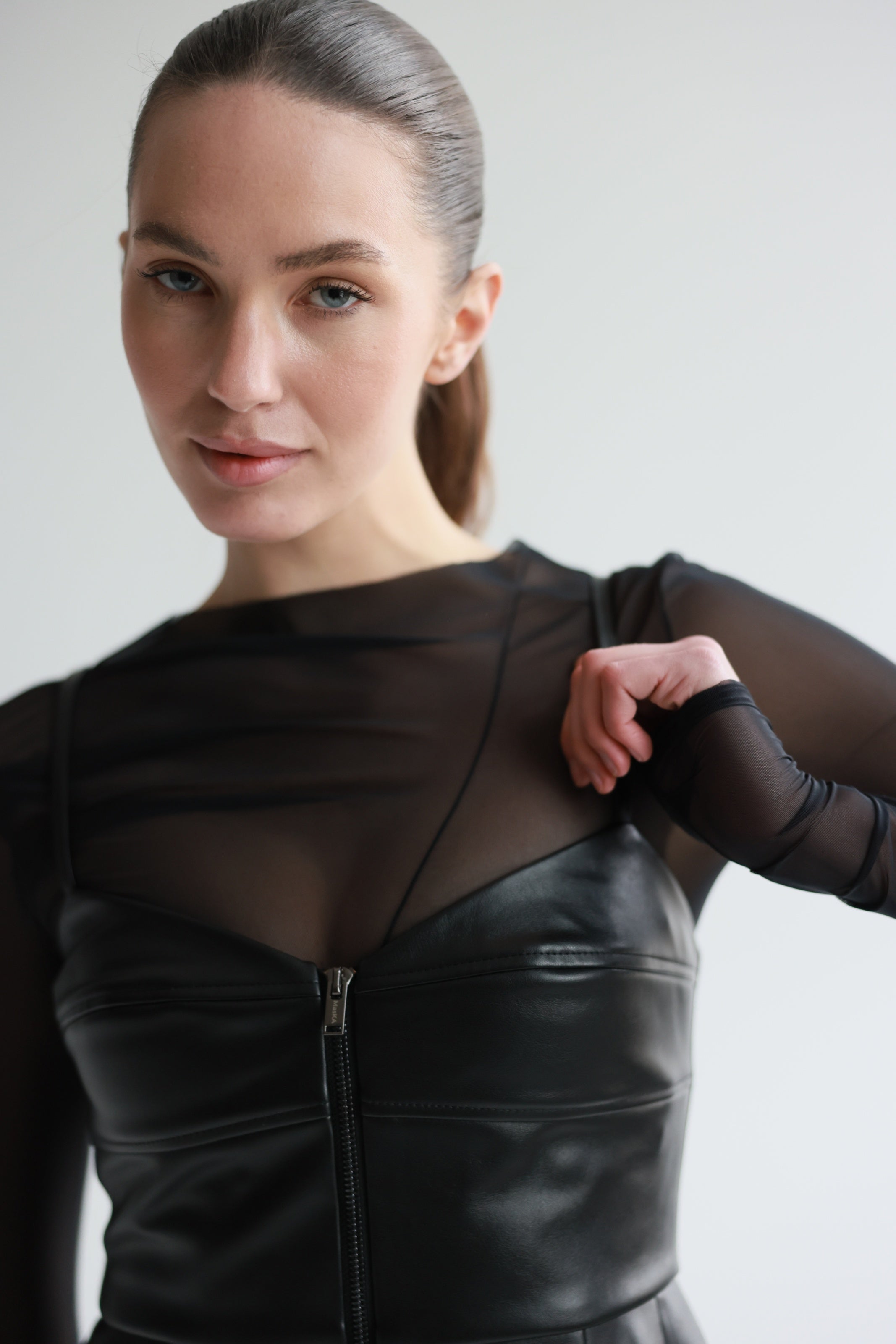 Black Faux Leather Sundress