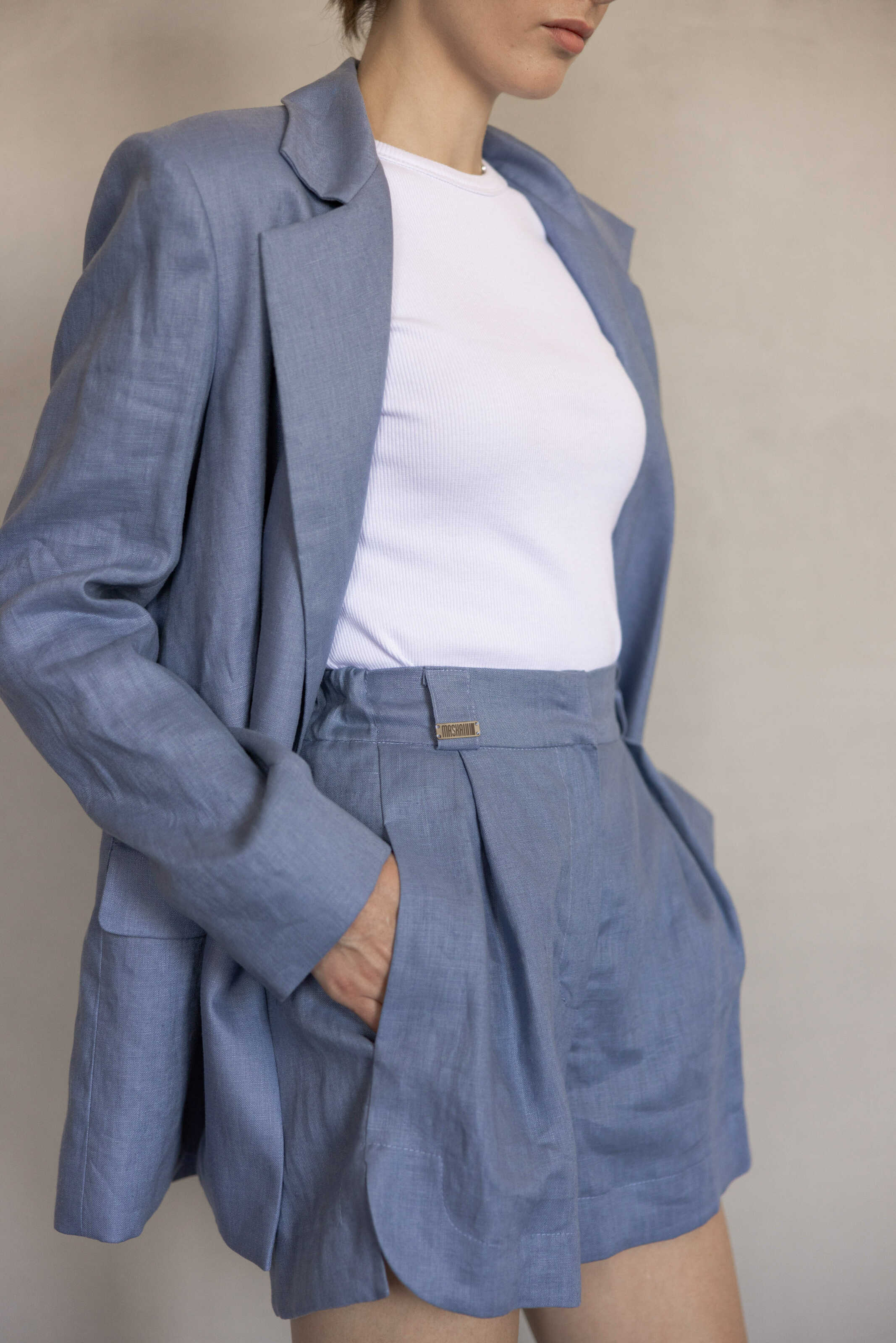 Shorts blue linen