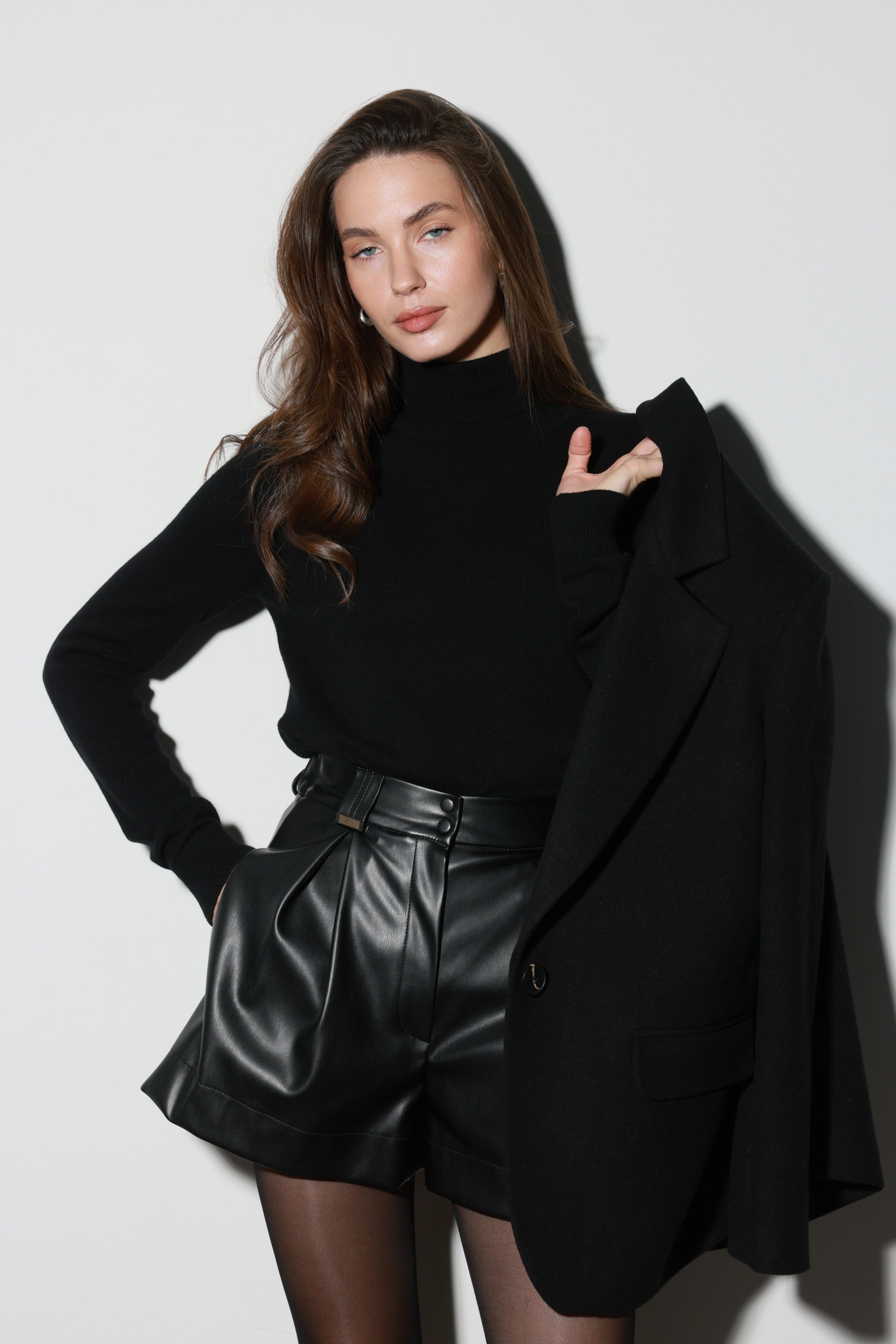 Black Faux Leather Shorts