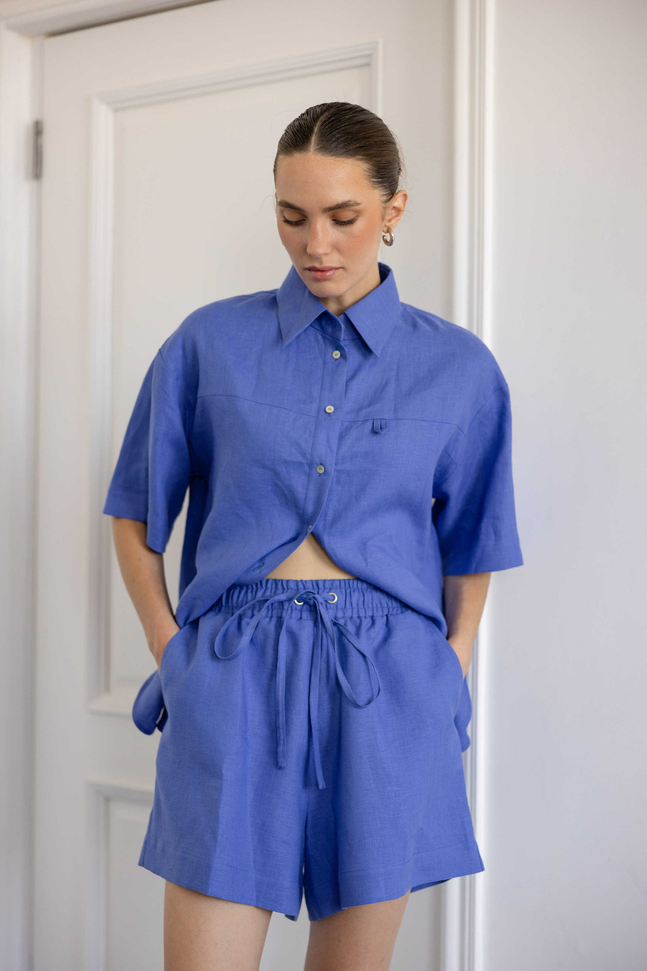 Shorts navy linen