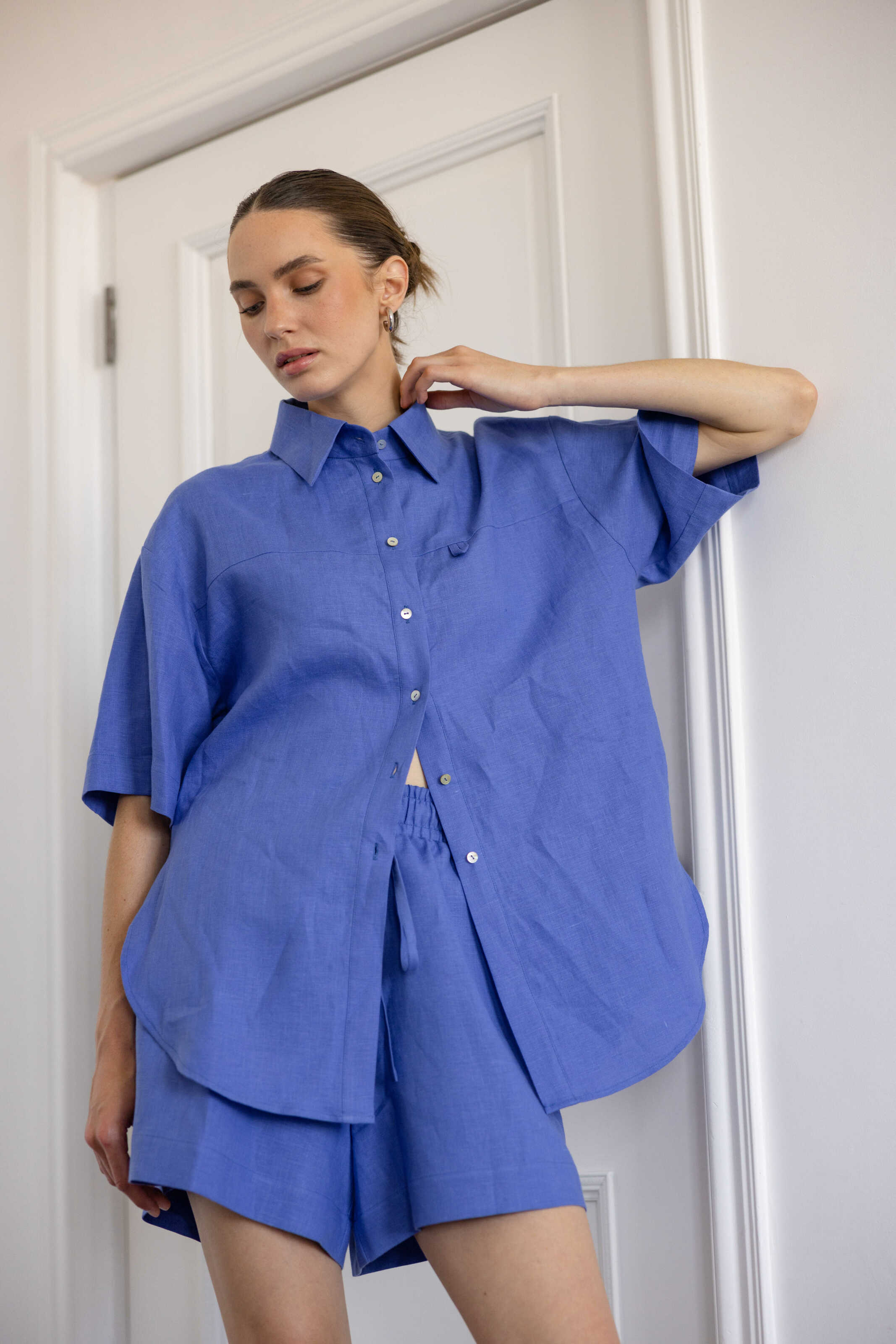 Shorts navy linen