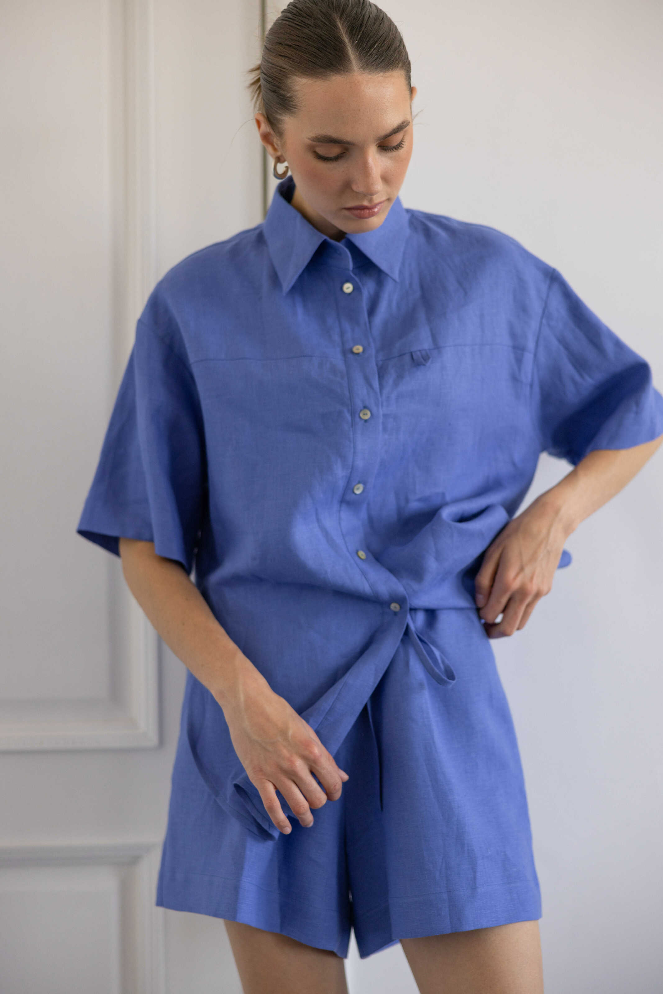 Shorts navy linen