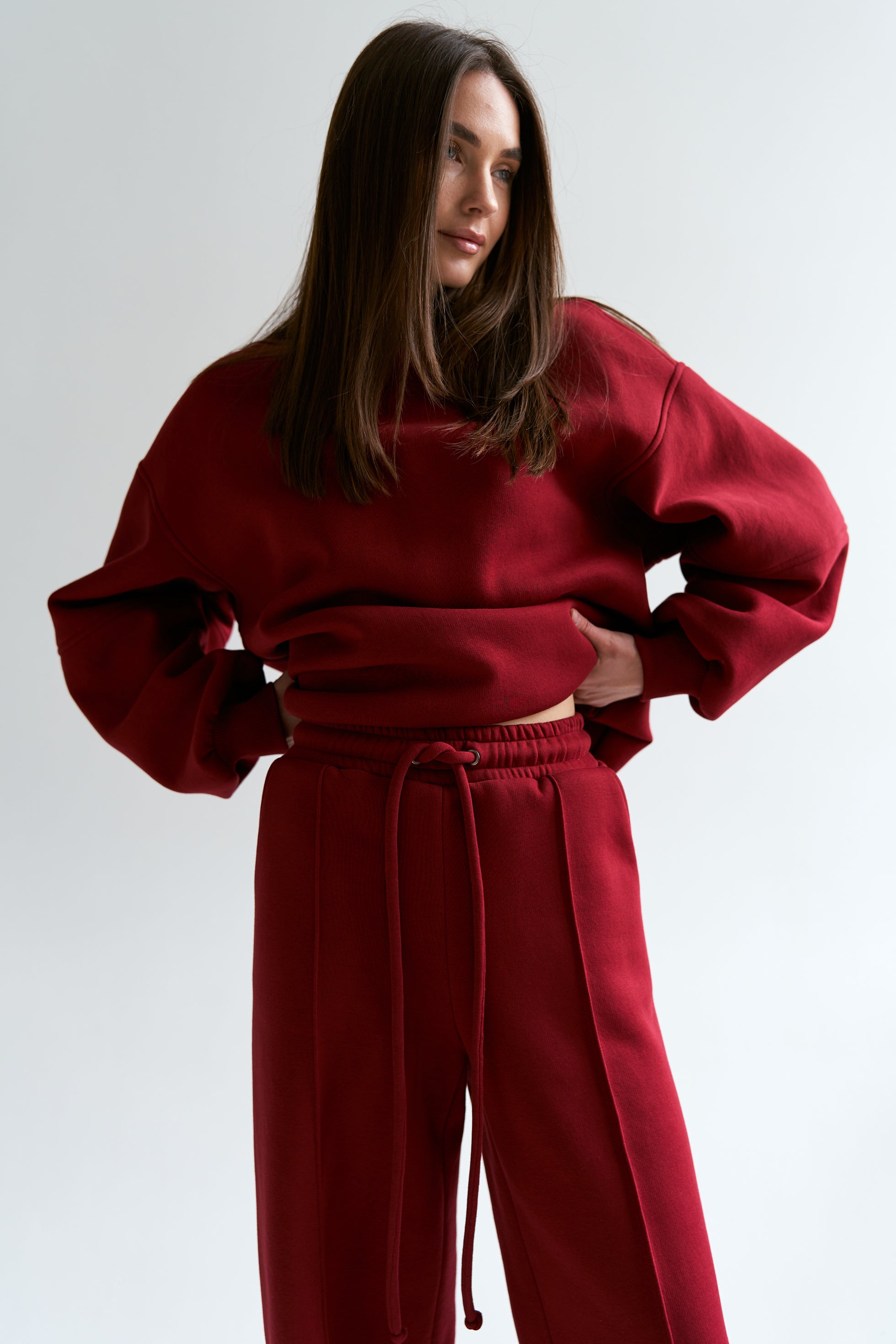 Burgundy Straight Pants Knit