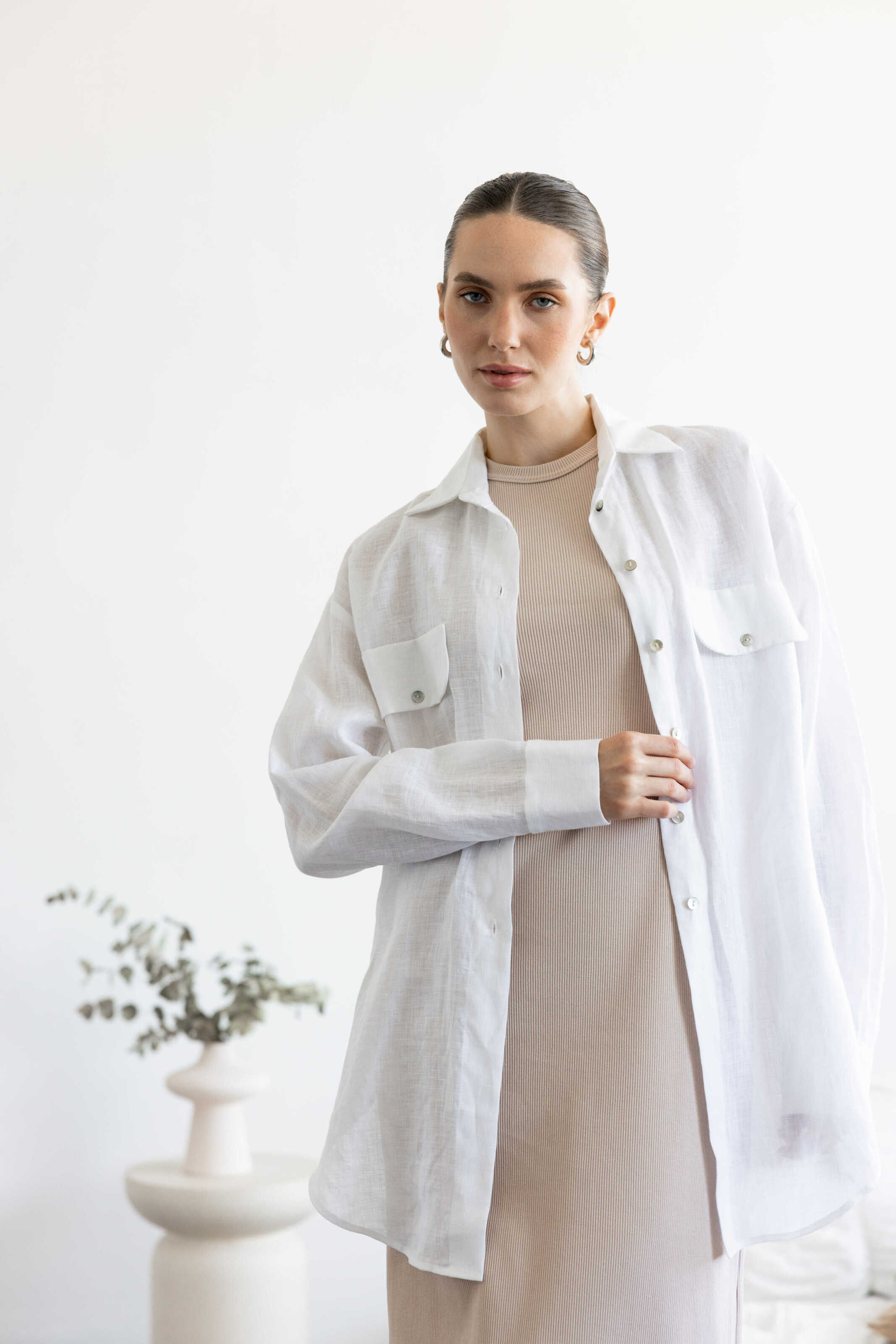 Shirt linen Oversize White