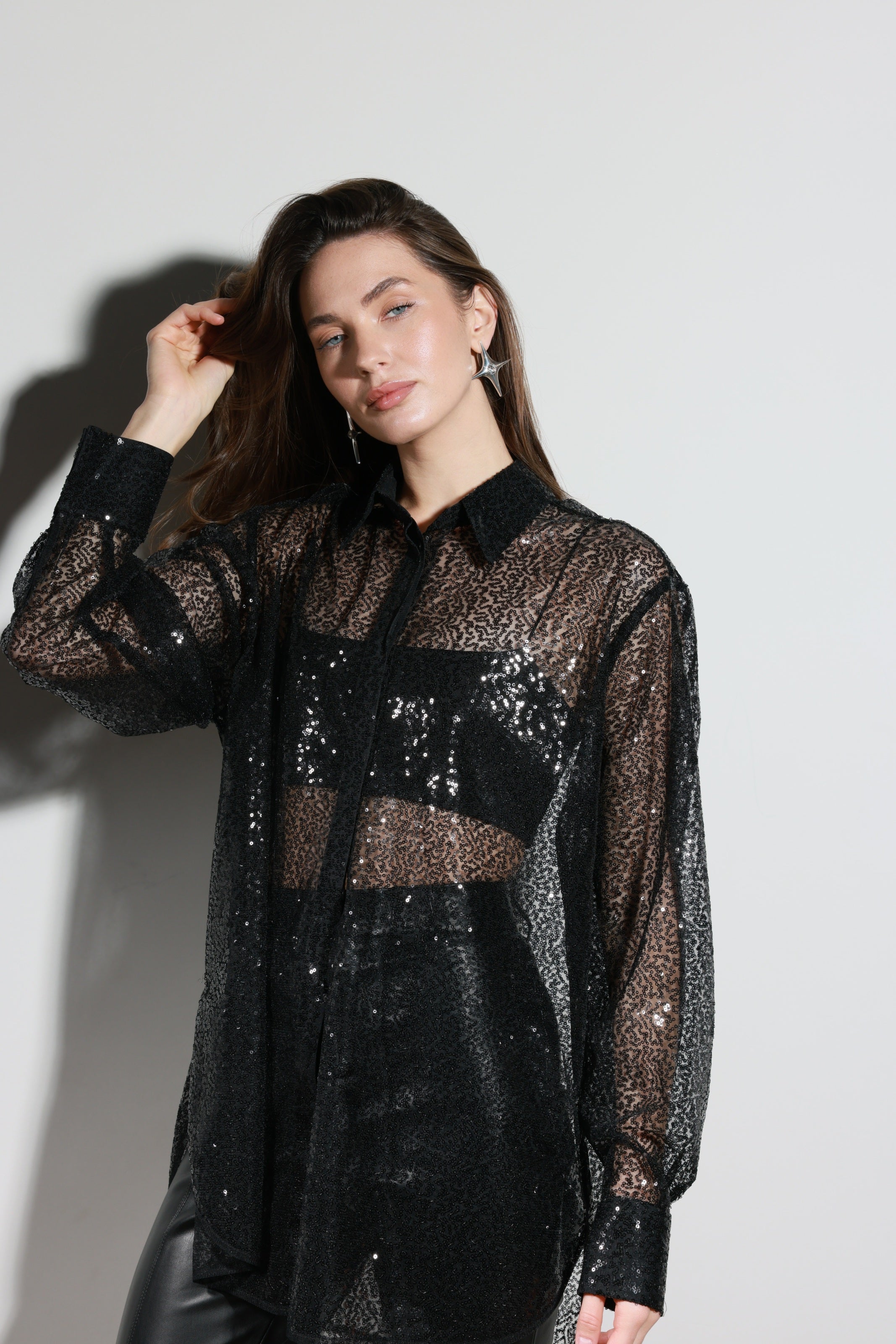 Black Sequin Shirt