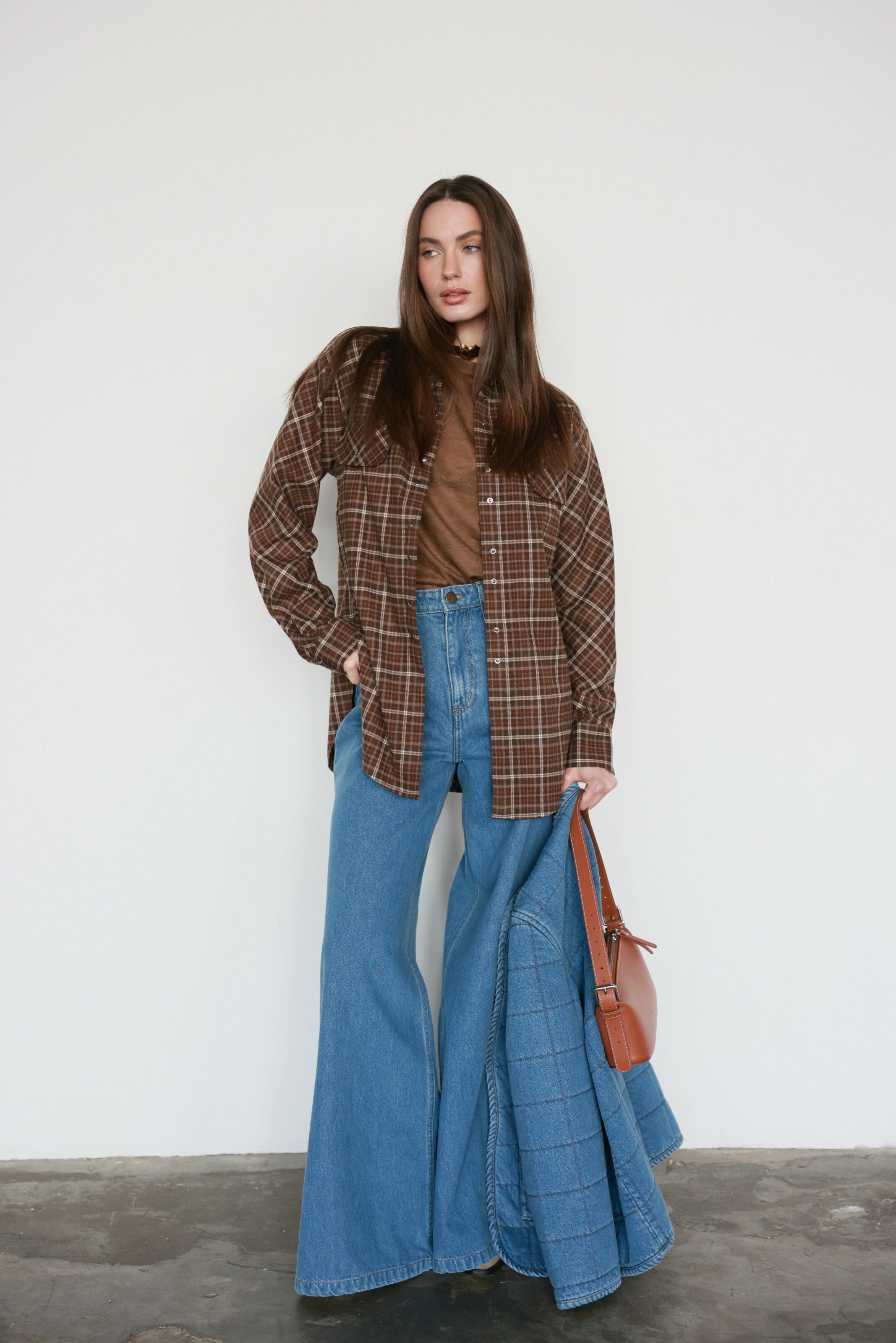 Brown Plaid Cotton Shirt