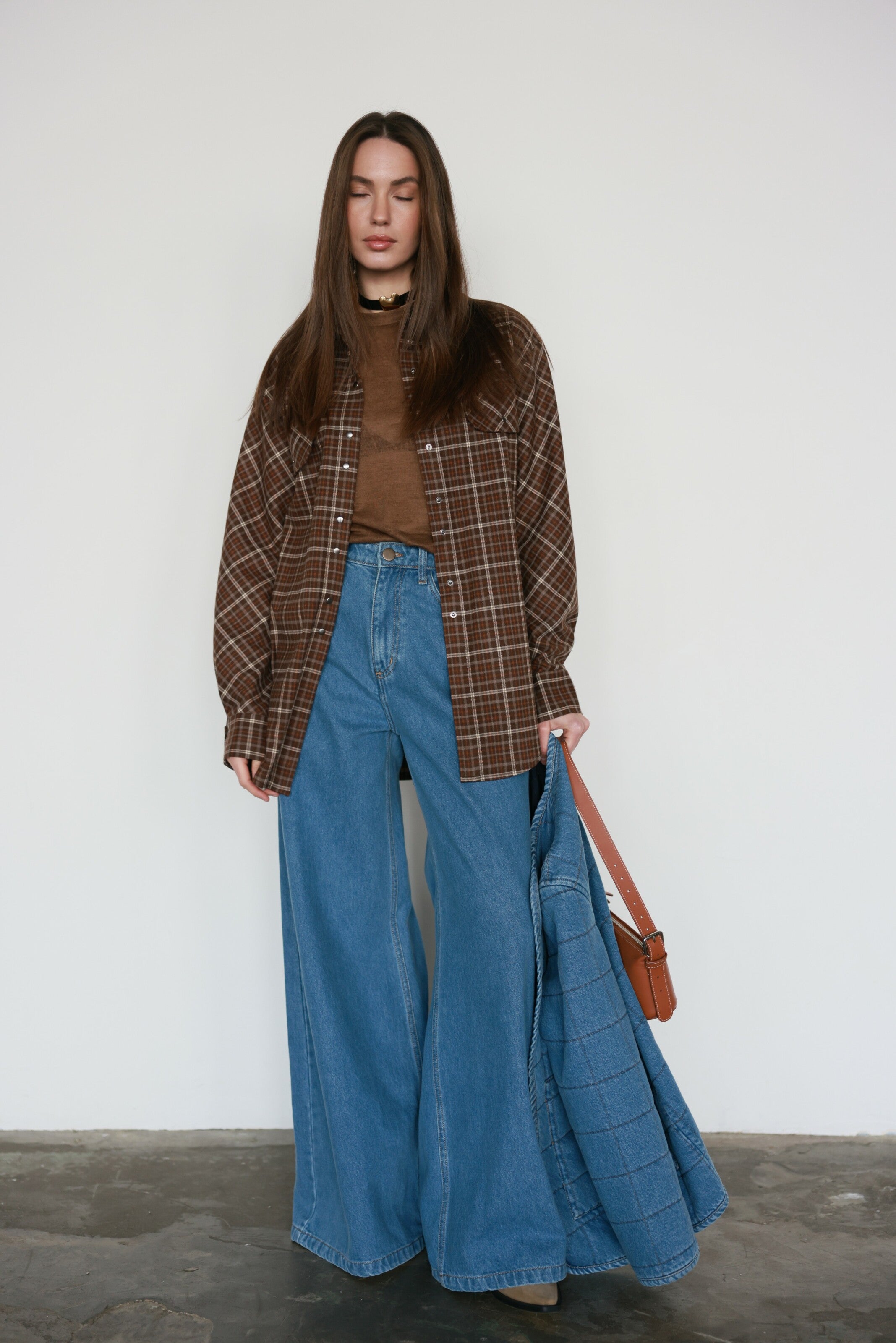 Brown Plaid Cotton Shirt