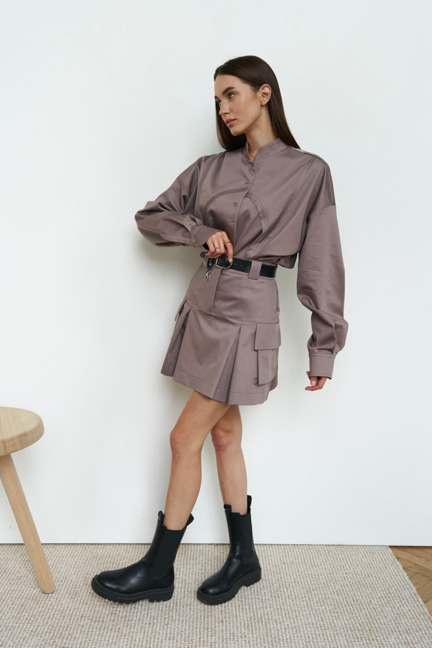 Mocha Cargo Skirt Cotton