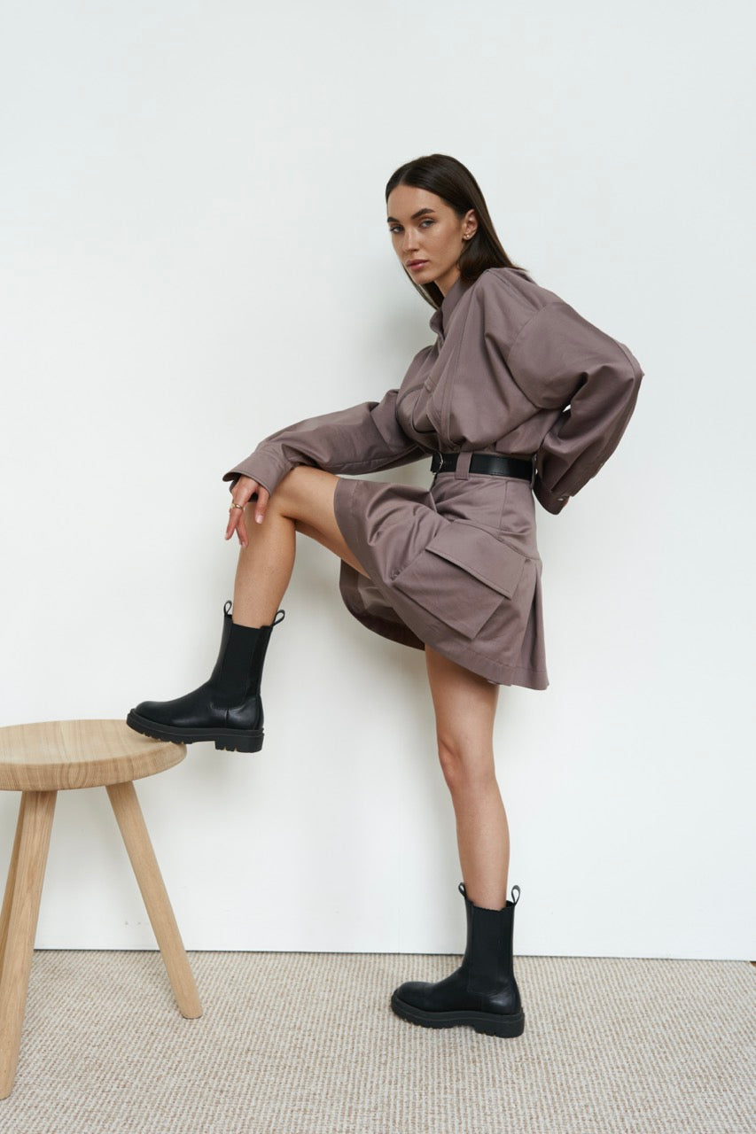 Mocha Cargo Skirt Cotton
