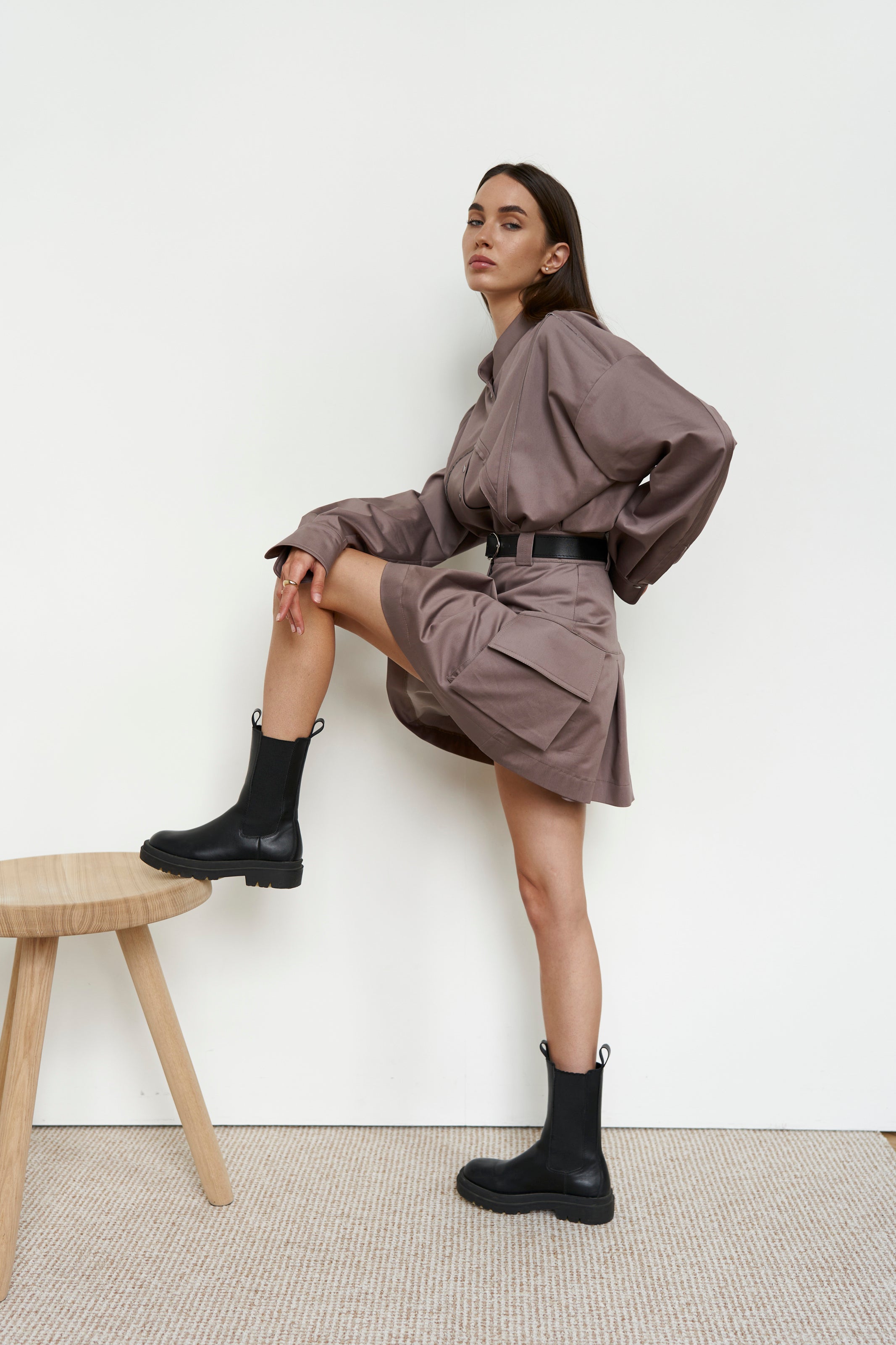 Mocha Cargo Skirt Cotton