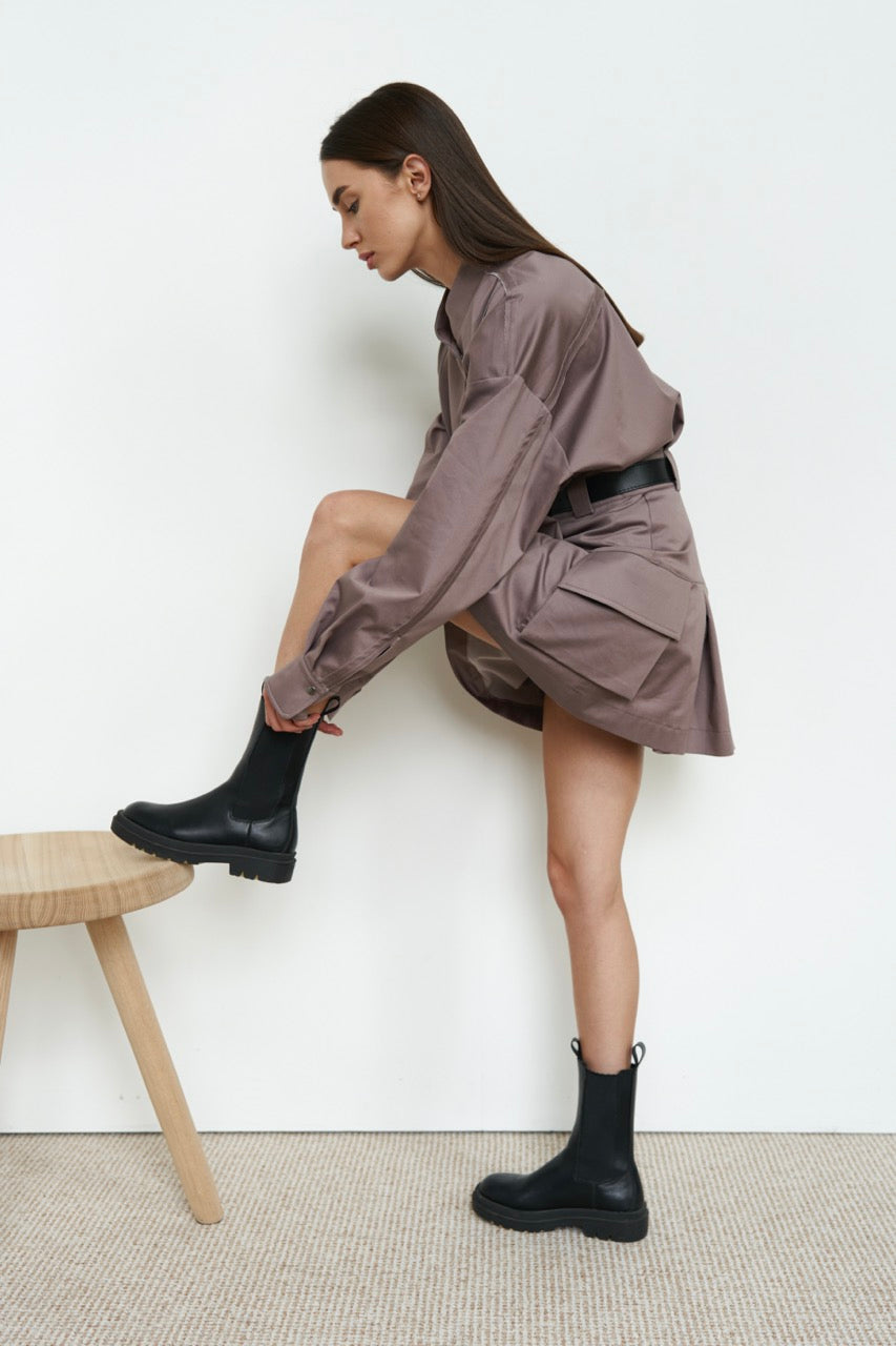 Mocha Cargo Skirt Cotton