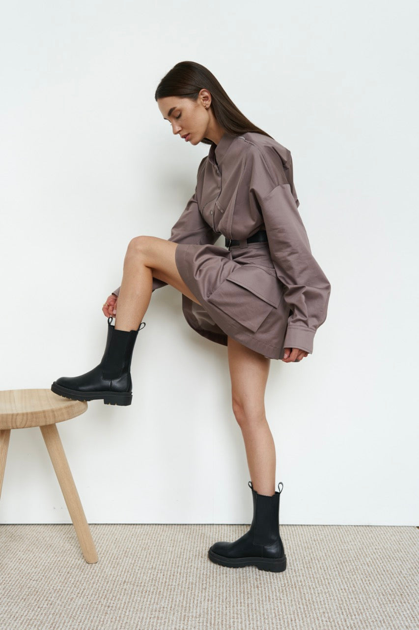 Mocha Cargo Skirt Cotton