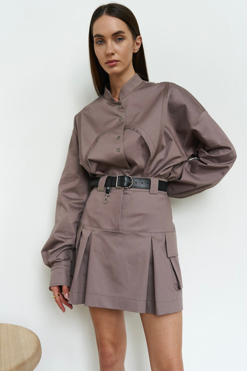 Mocha Cargo Skirt Cotton