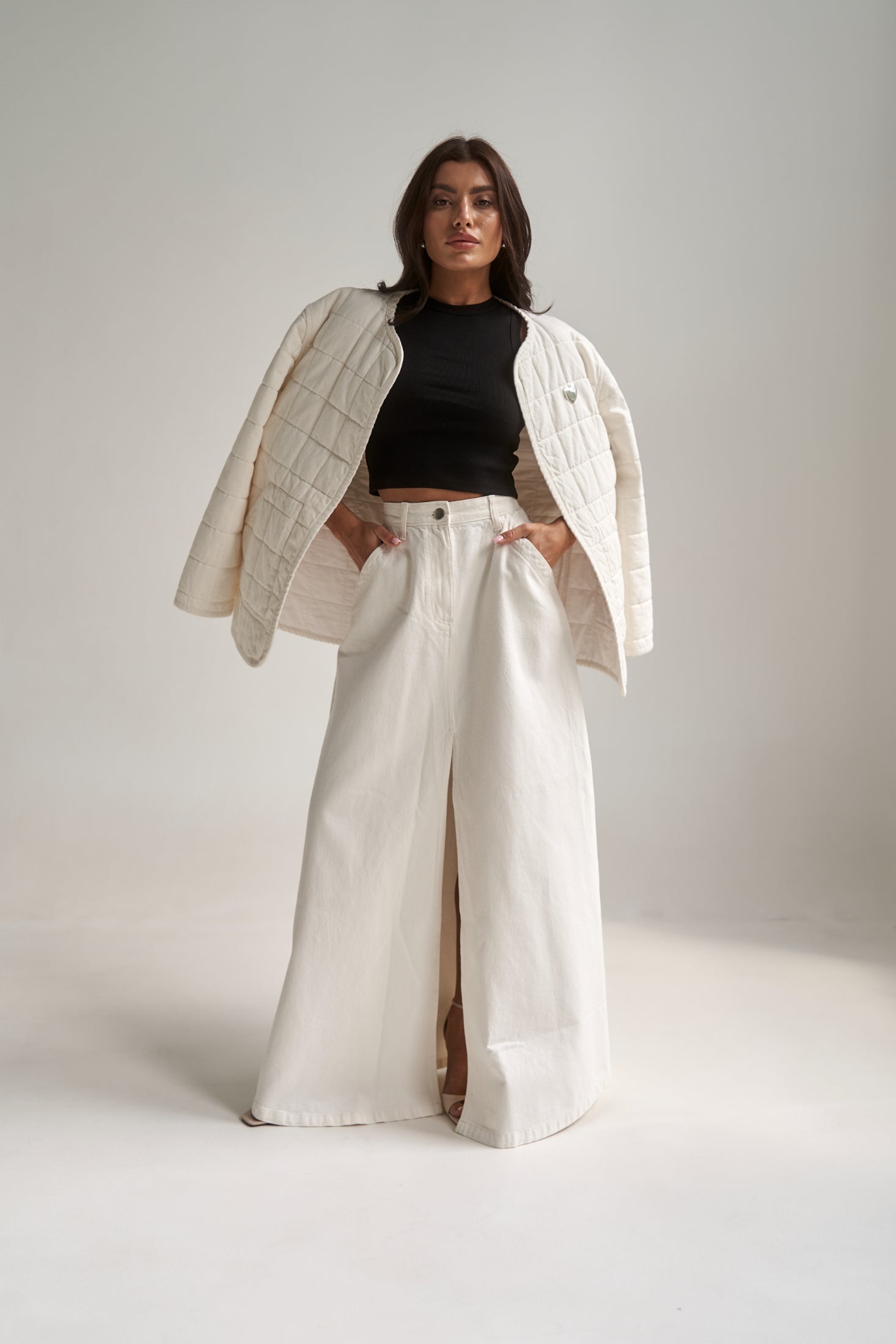 Denim Maxi Skirt White