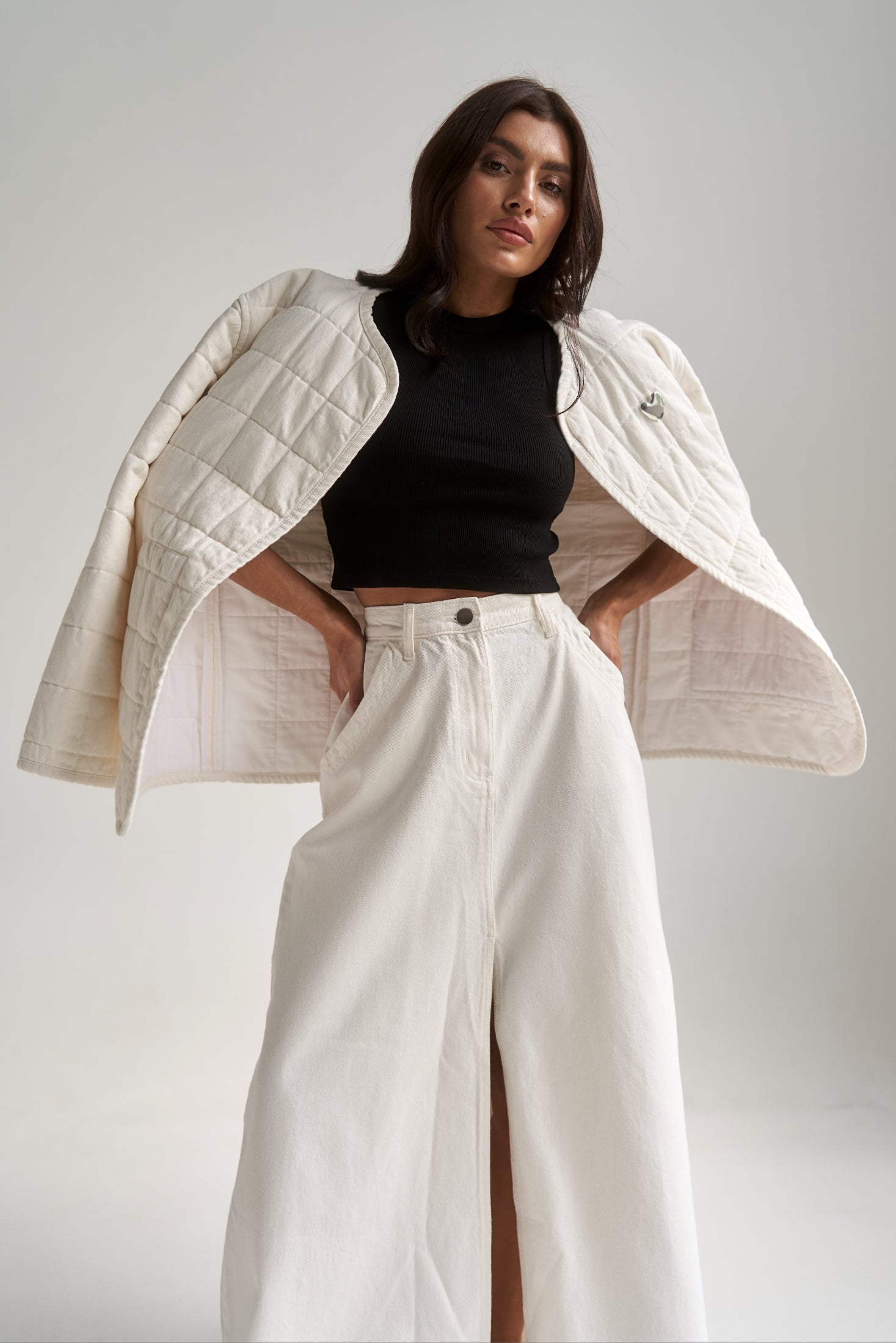 Denim Maxi Skirt White