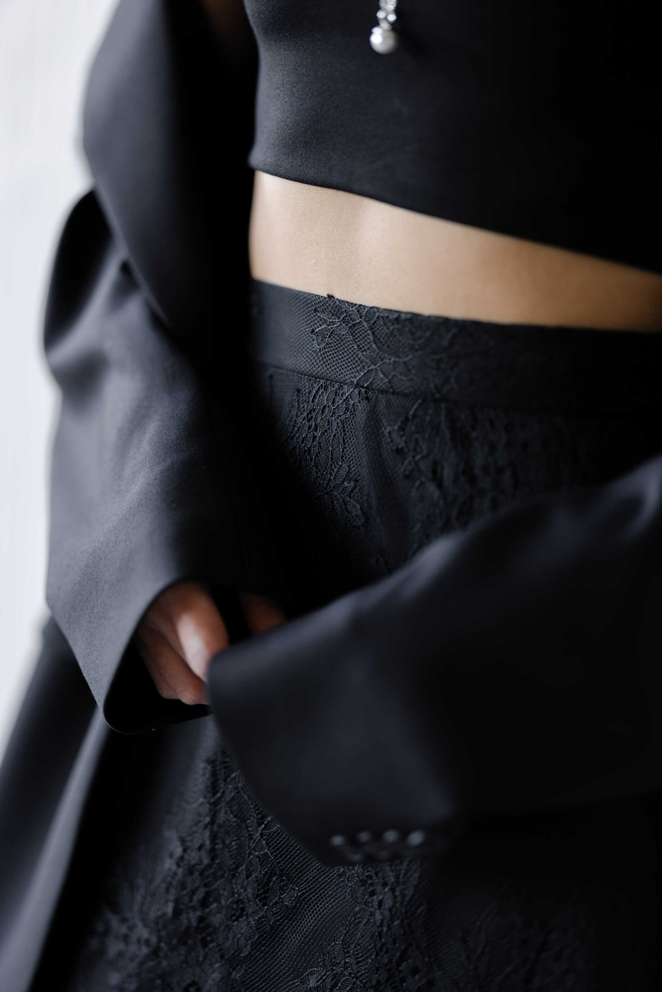 Silk & Lace Maxi Skirt Black