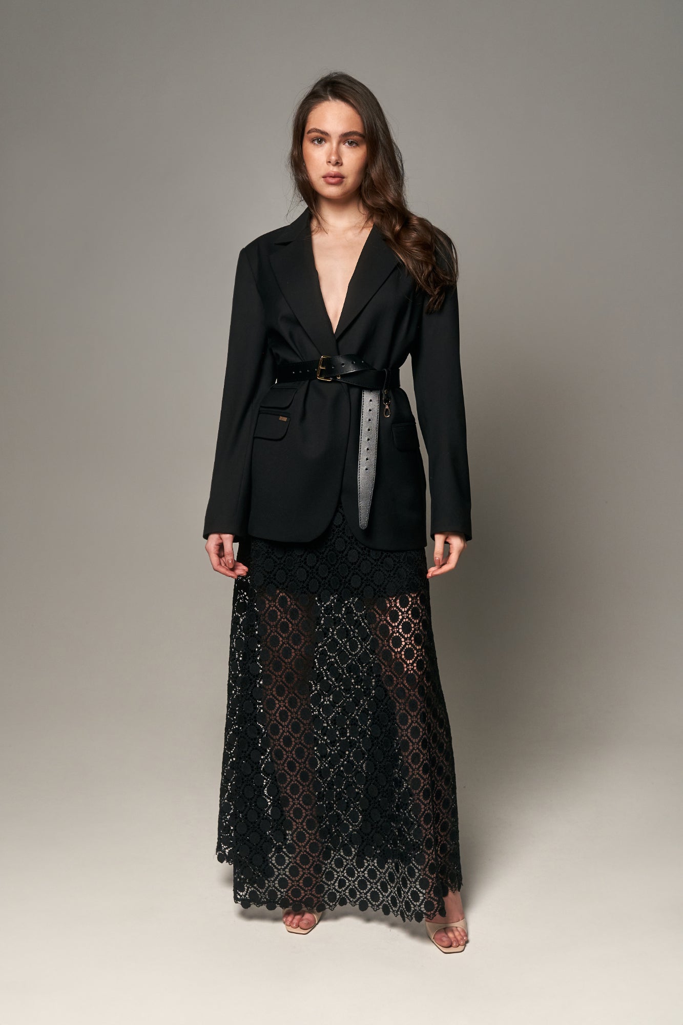 Macramé Maxi Skirt Black