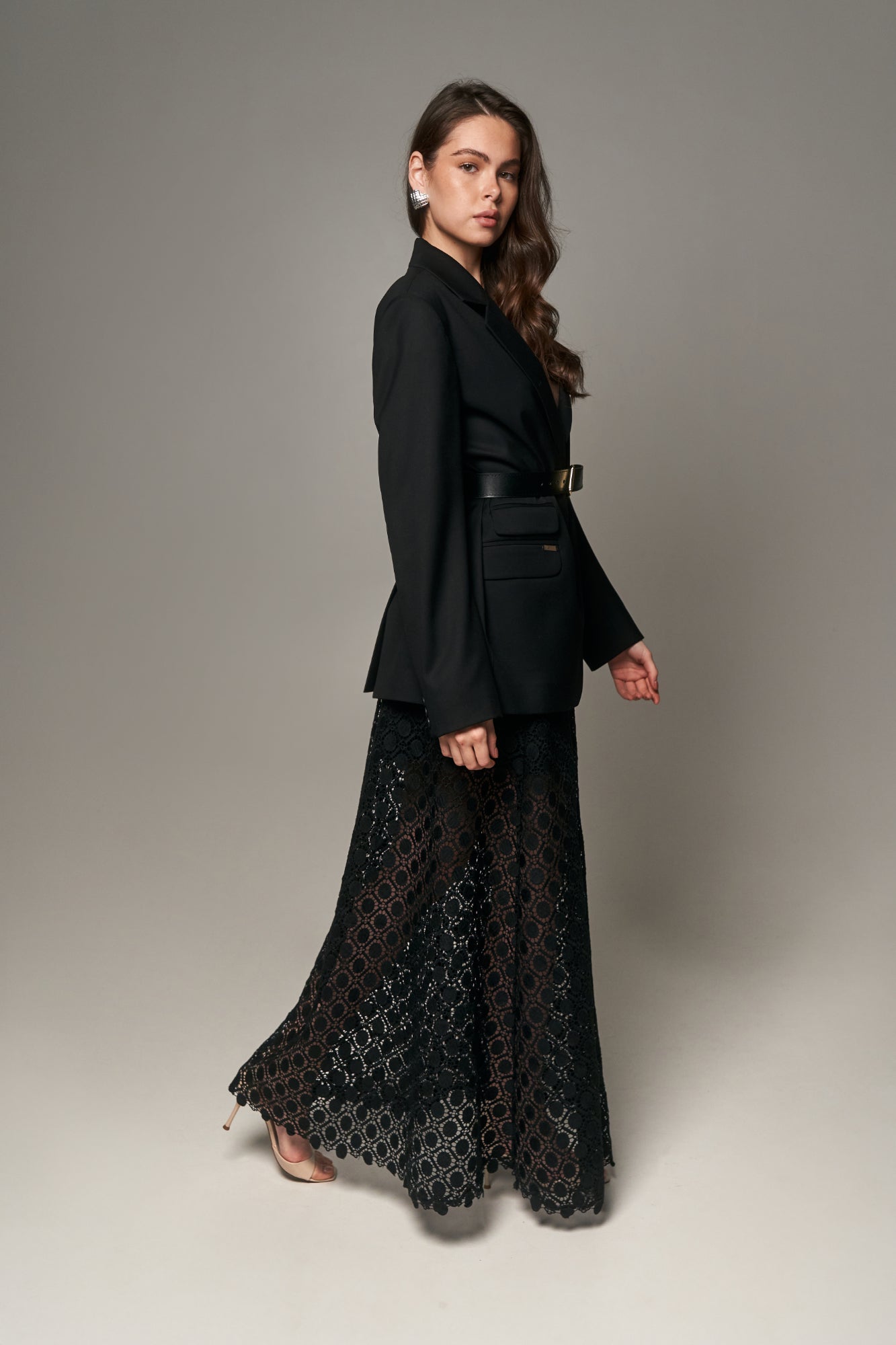 Macramé Maxi Skirt Black