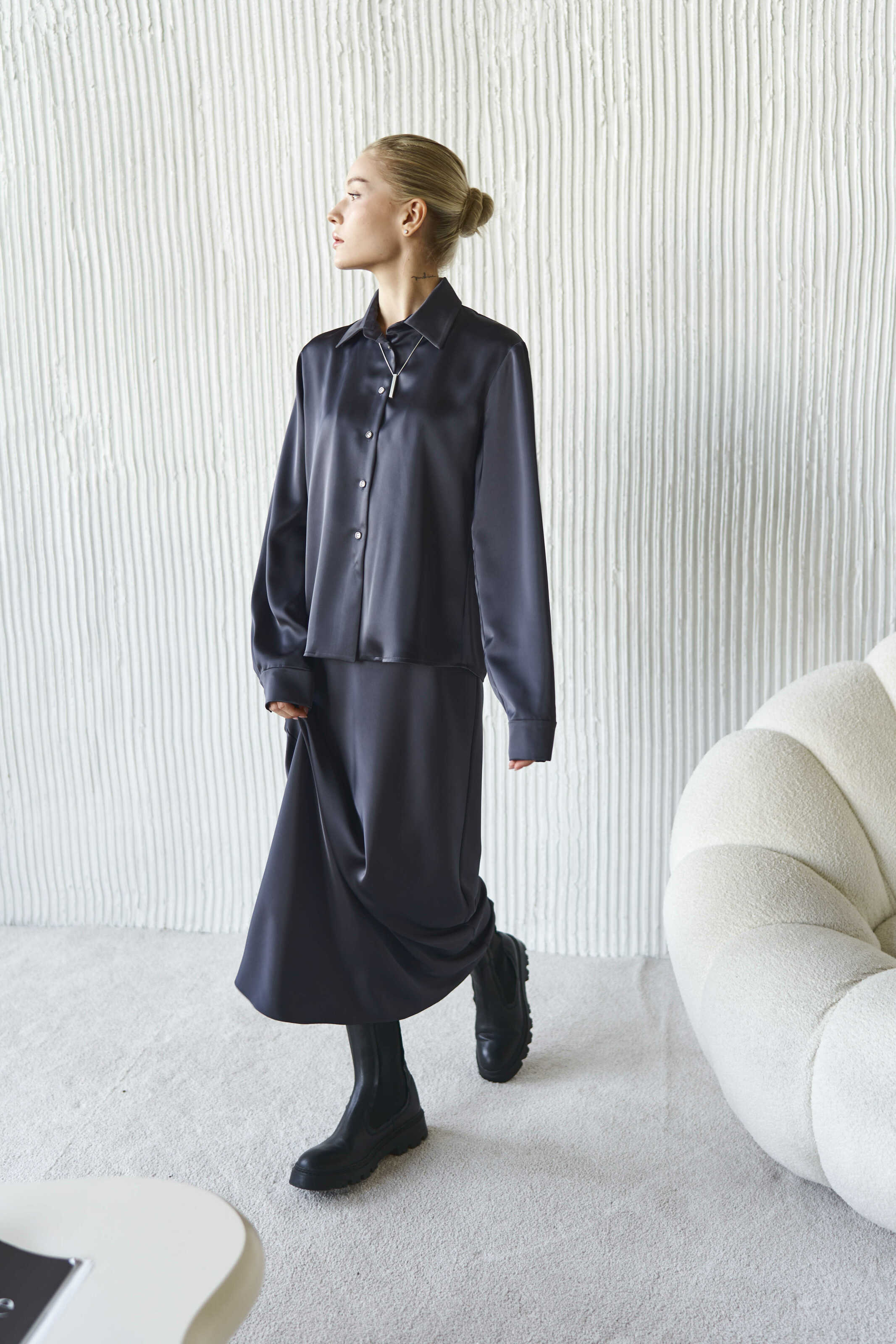 Silk Maxi Skirt Graphite