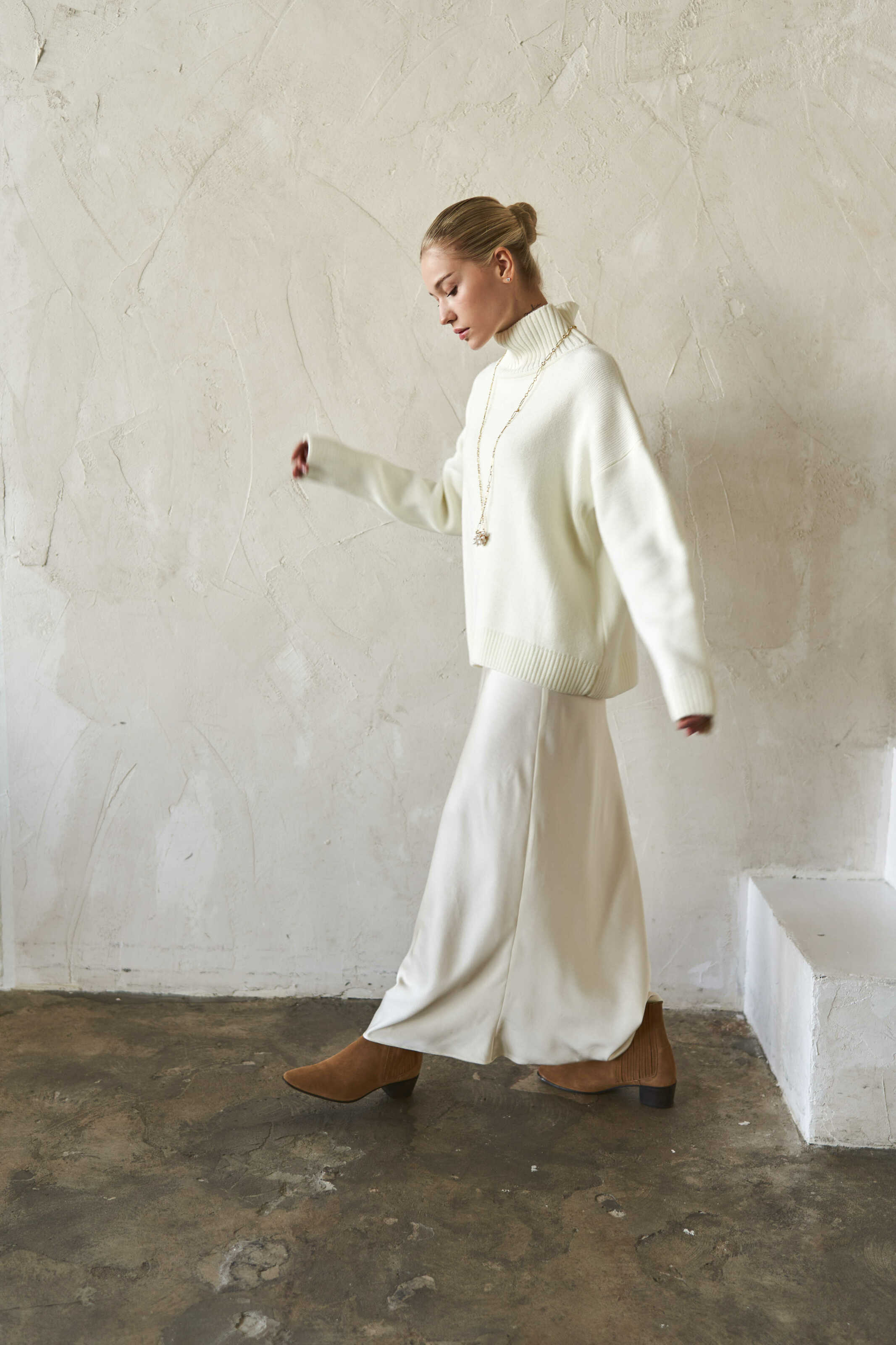 Silk Maxi Skirt Cream