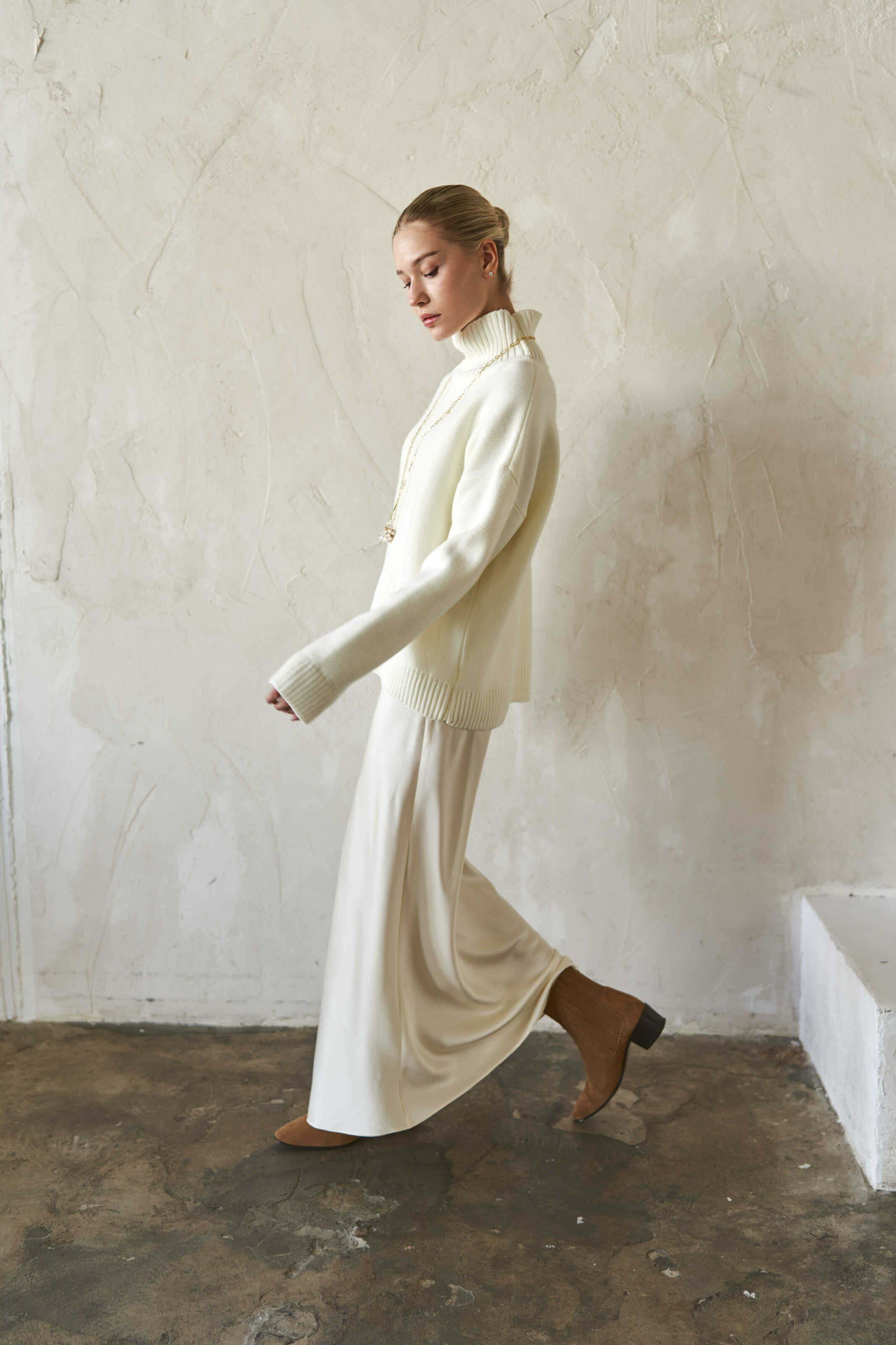 Silk Maxi Skirt Cream