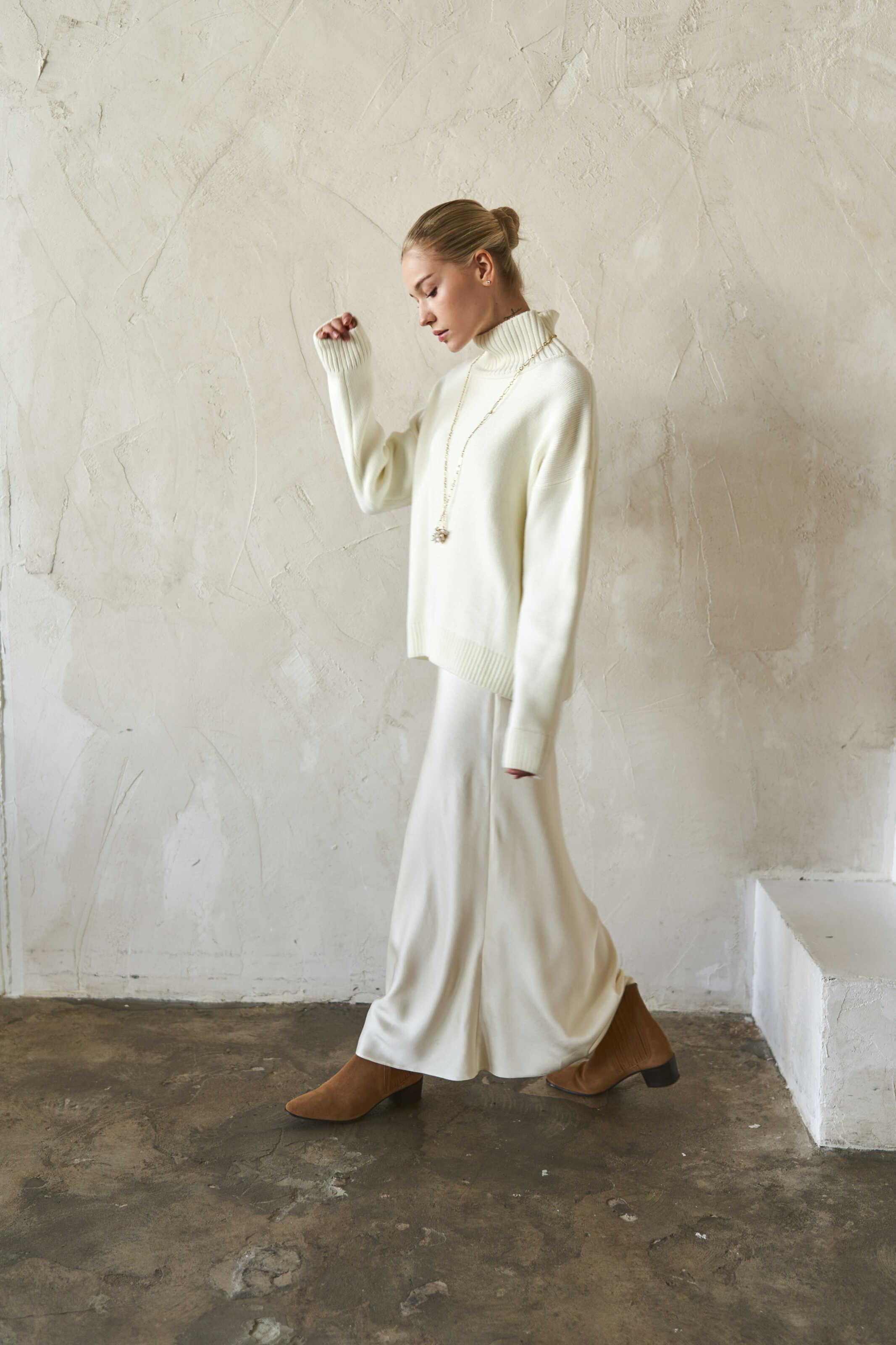 Silk Maxi Skirt Cream