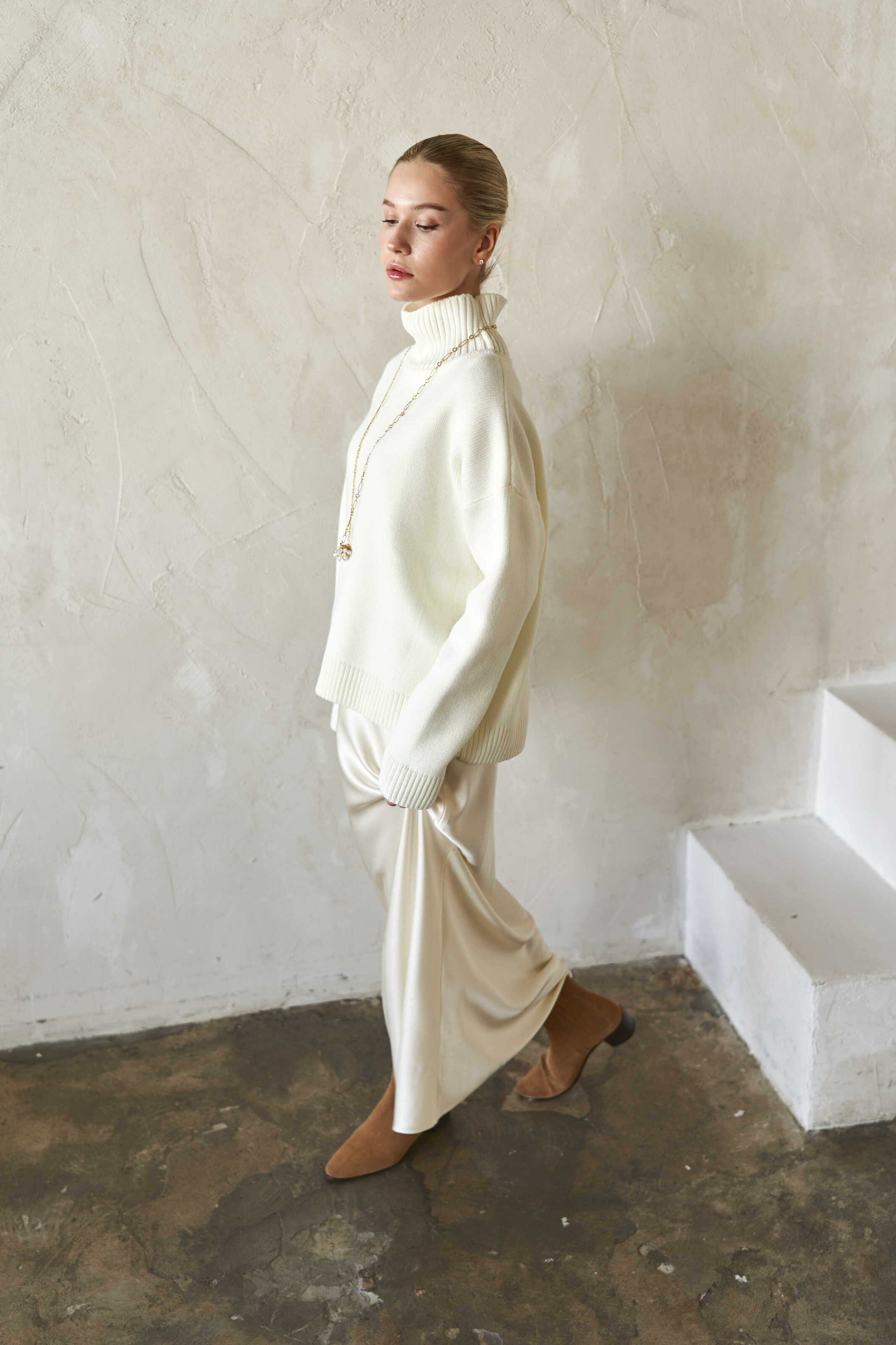 Silk Maxi Skirt Cream