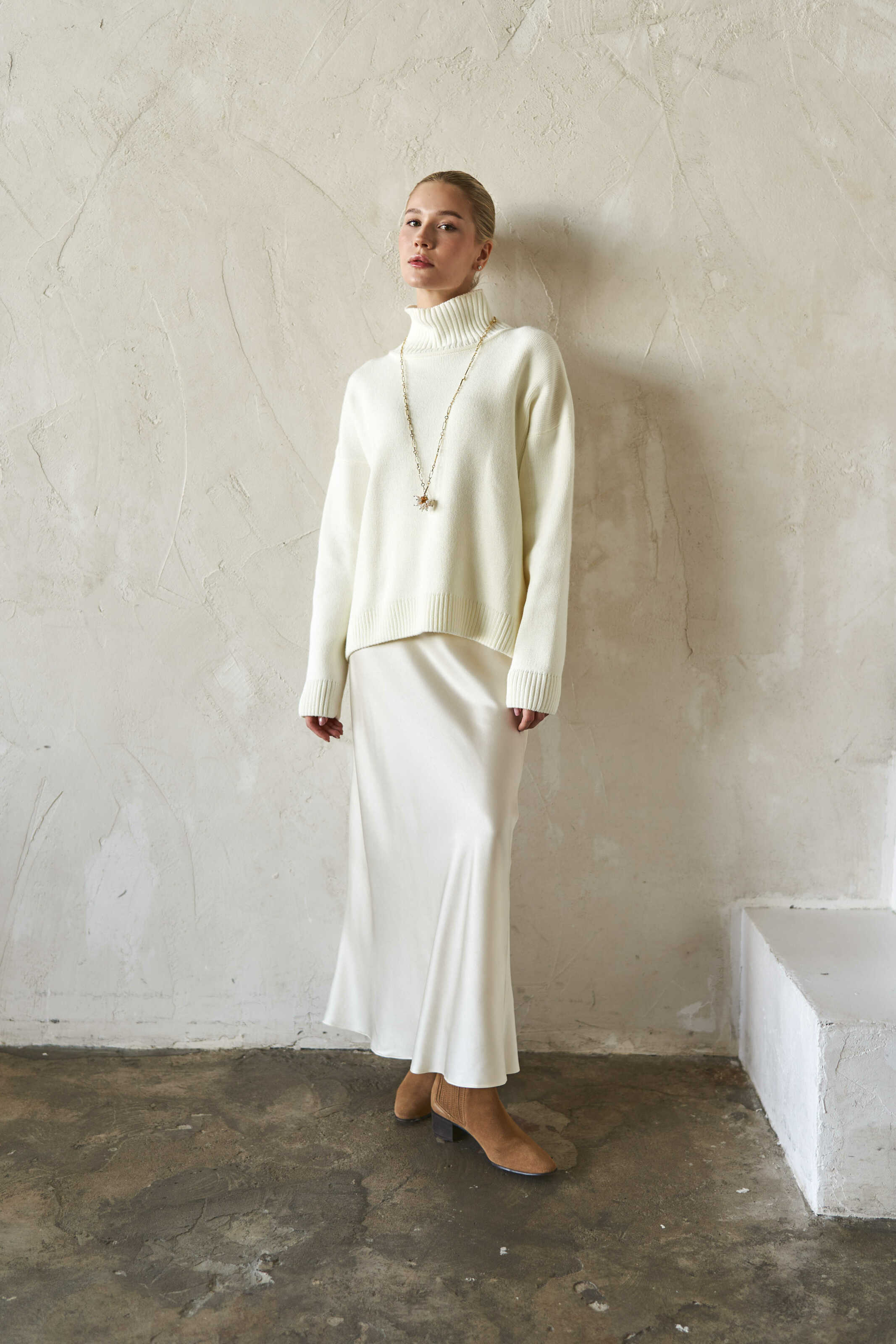 Silk Maxi Skirt Cream