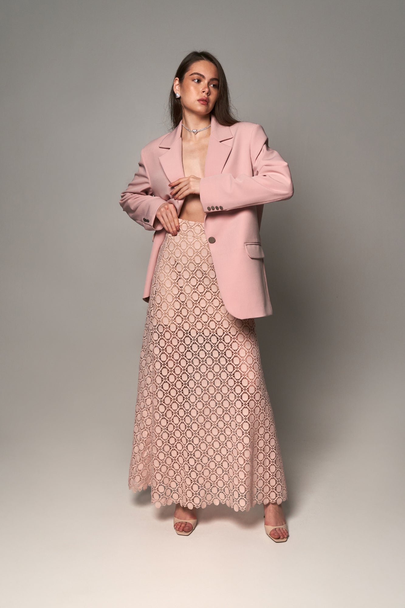 Macramé Maxi Skirt Powder