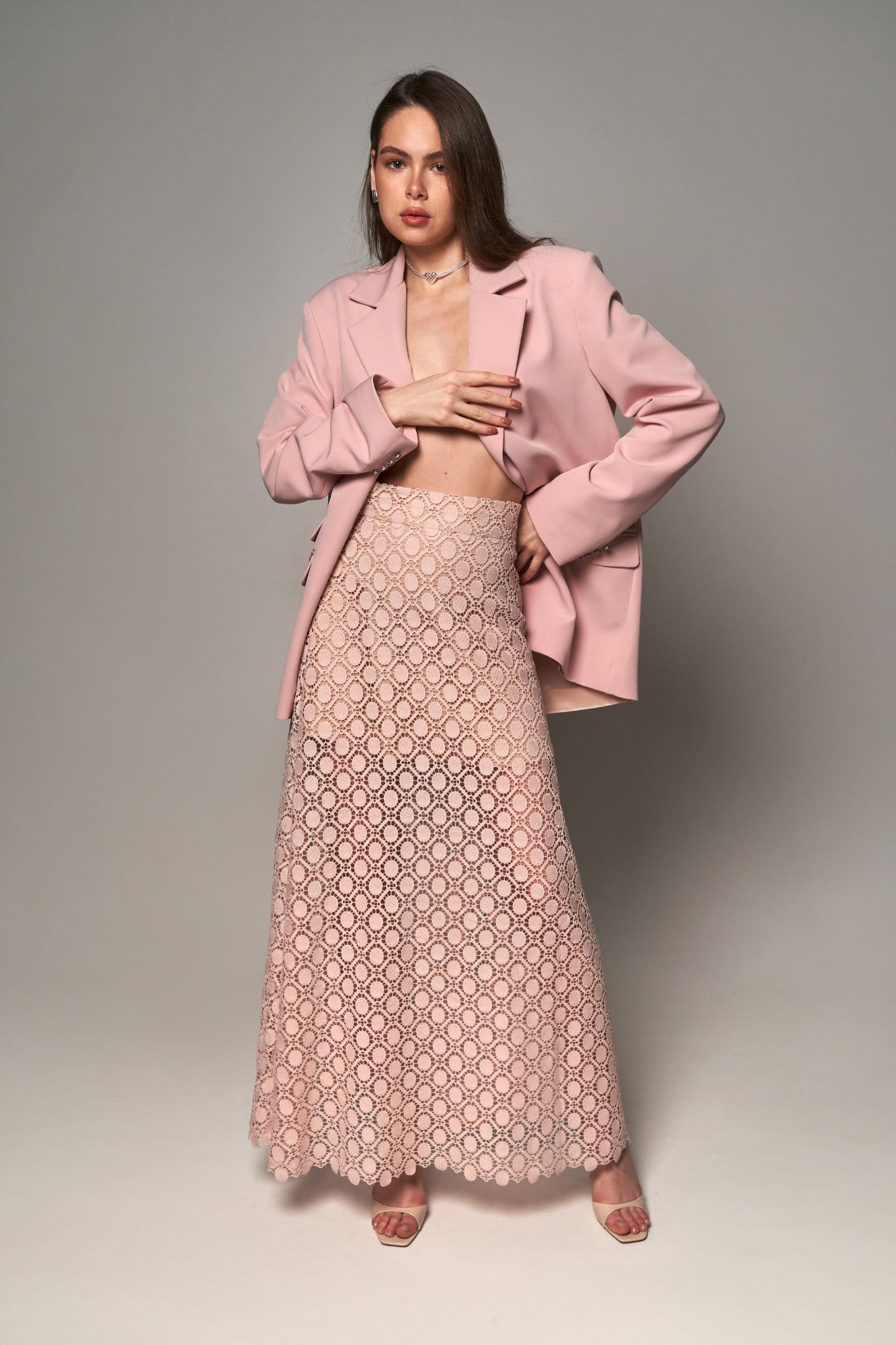 Macramé Maxi Skirt Powder