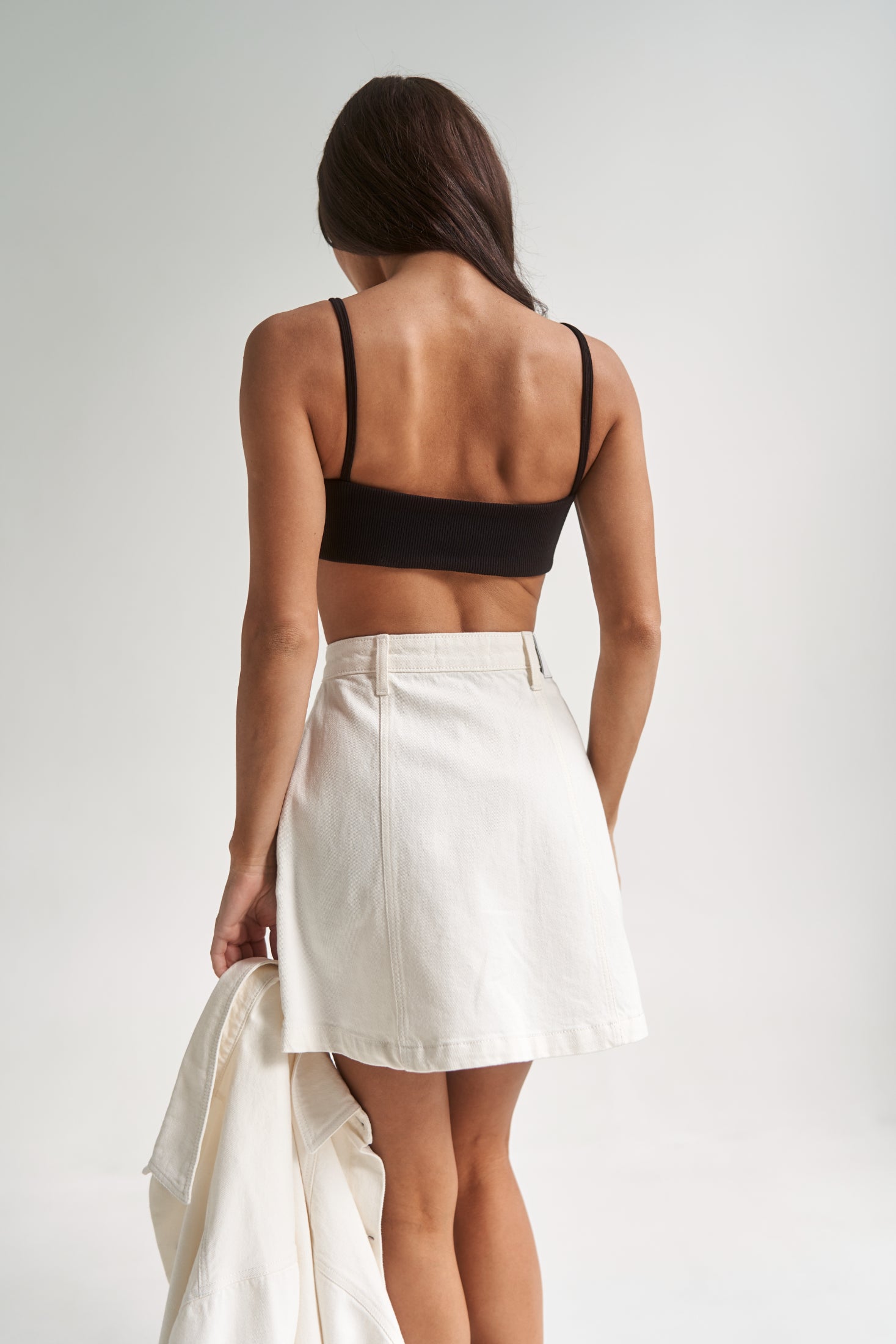 Denim Mini Skirt White