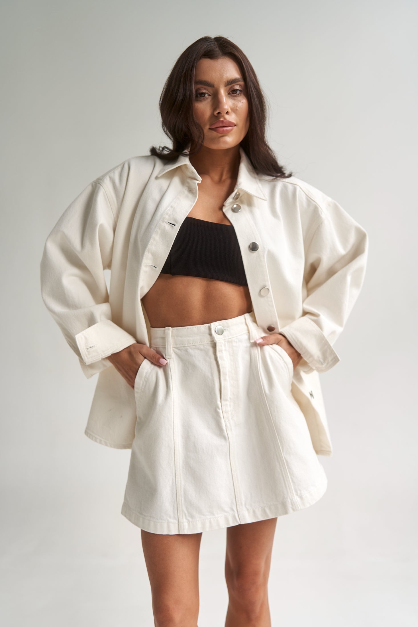 Denim Mini Skirt White