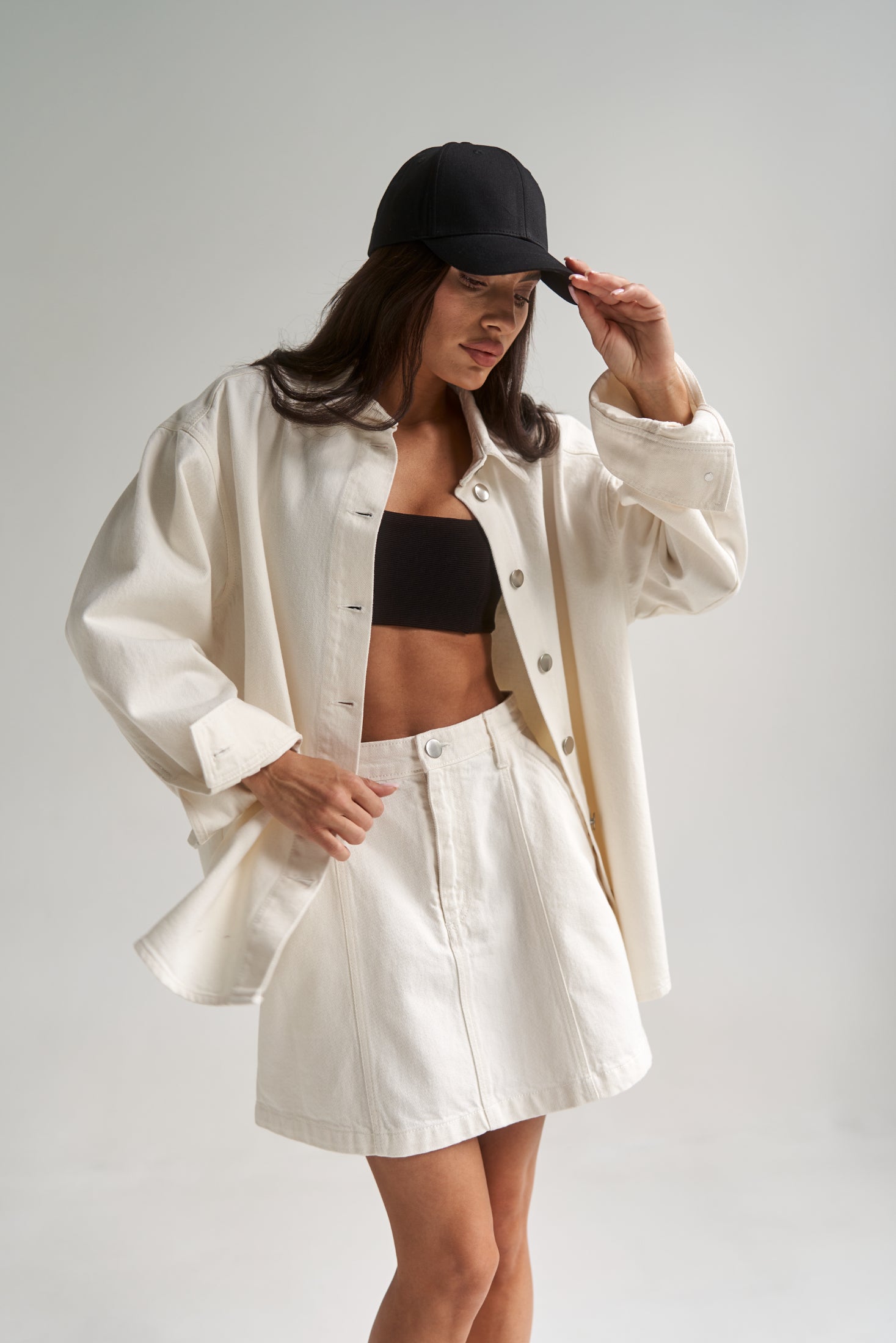 Denim Mini Skirt White