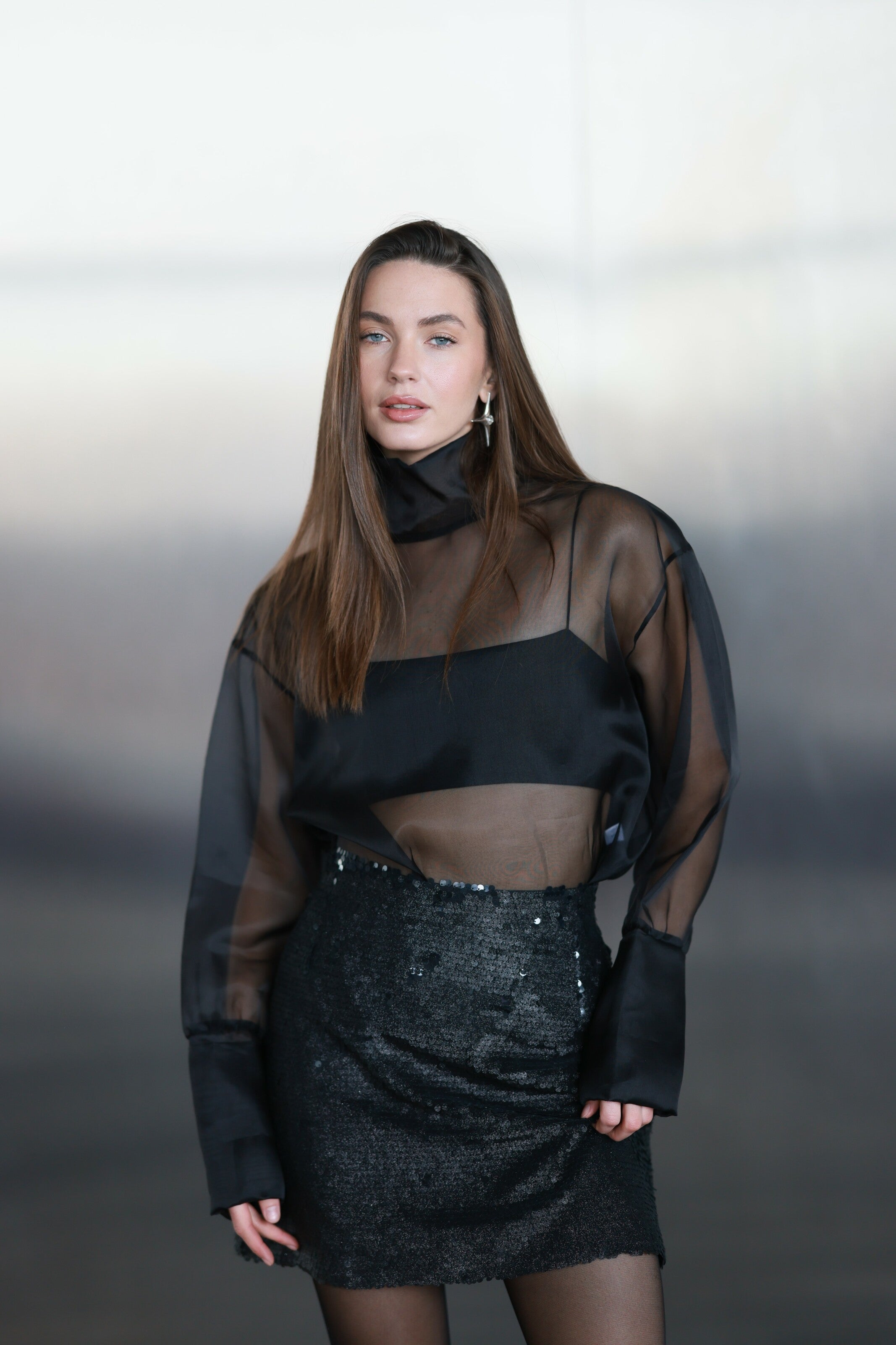 Black Sequin Mini Skirt
