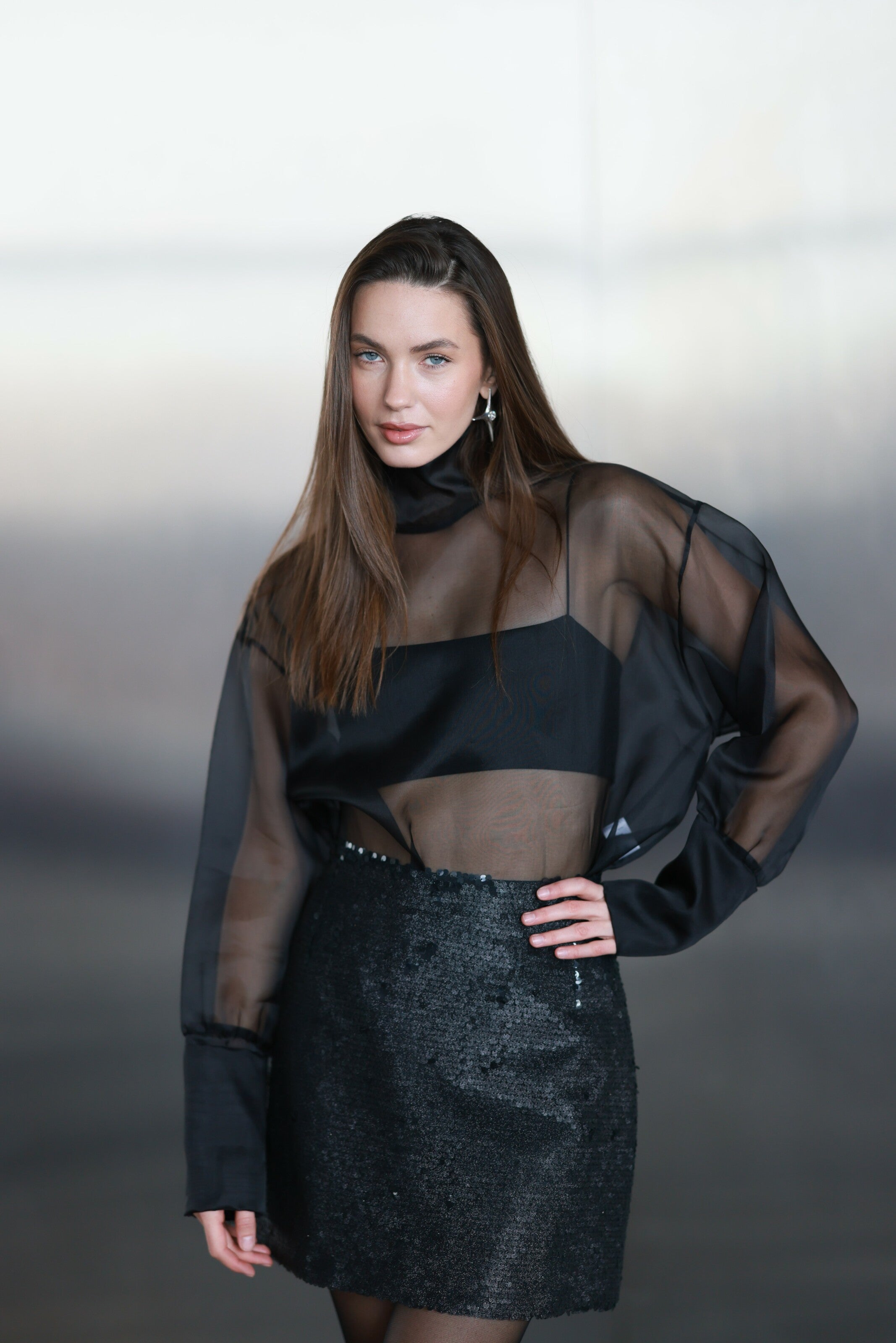 Black Sequin Mini Skirt