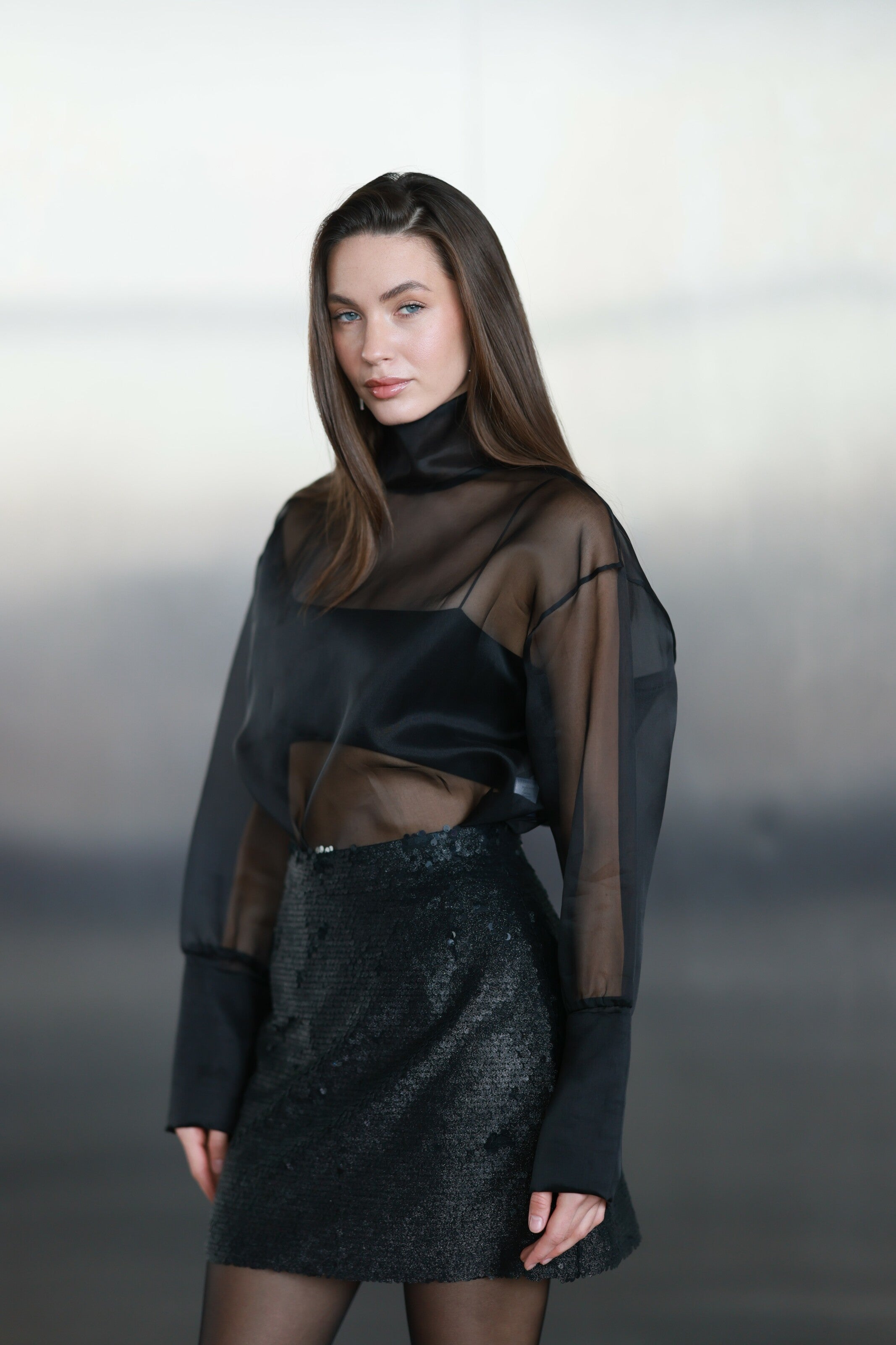 Black Sequin Mini Skirt