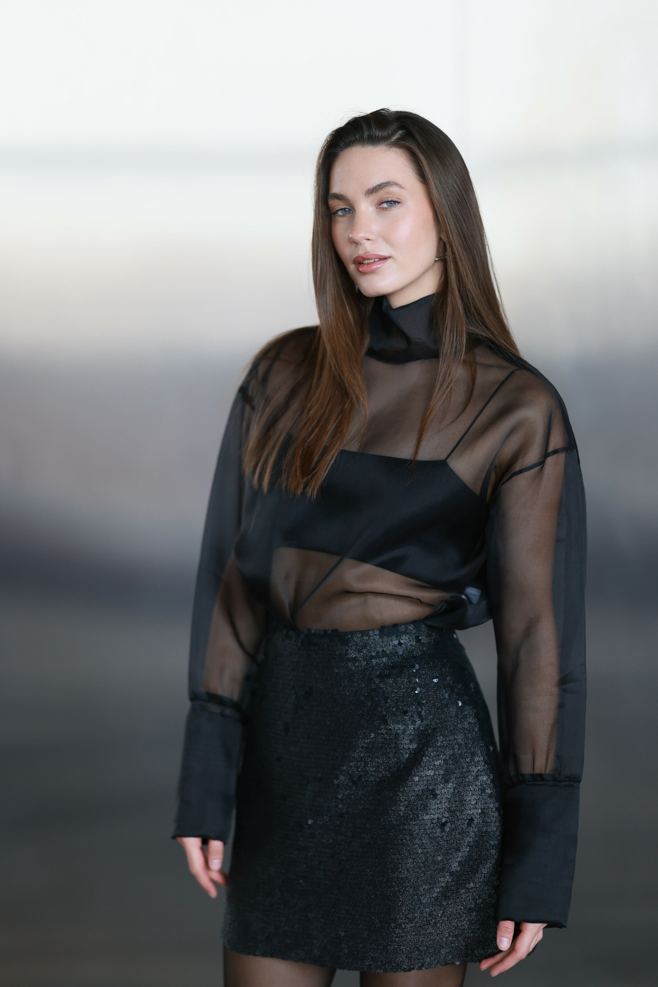 Black Sequin Mini Skirt