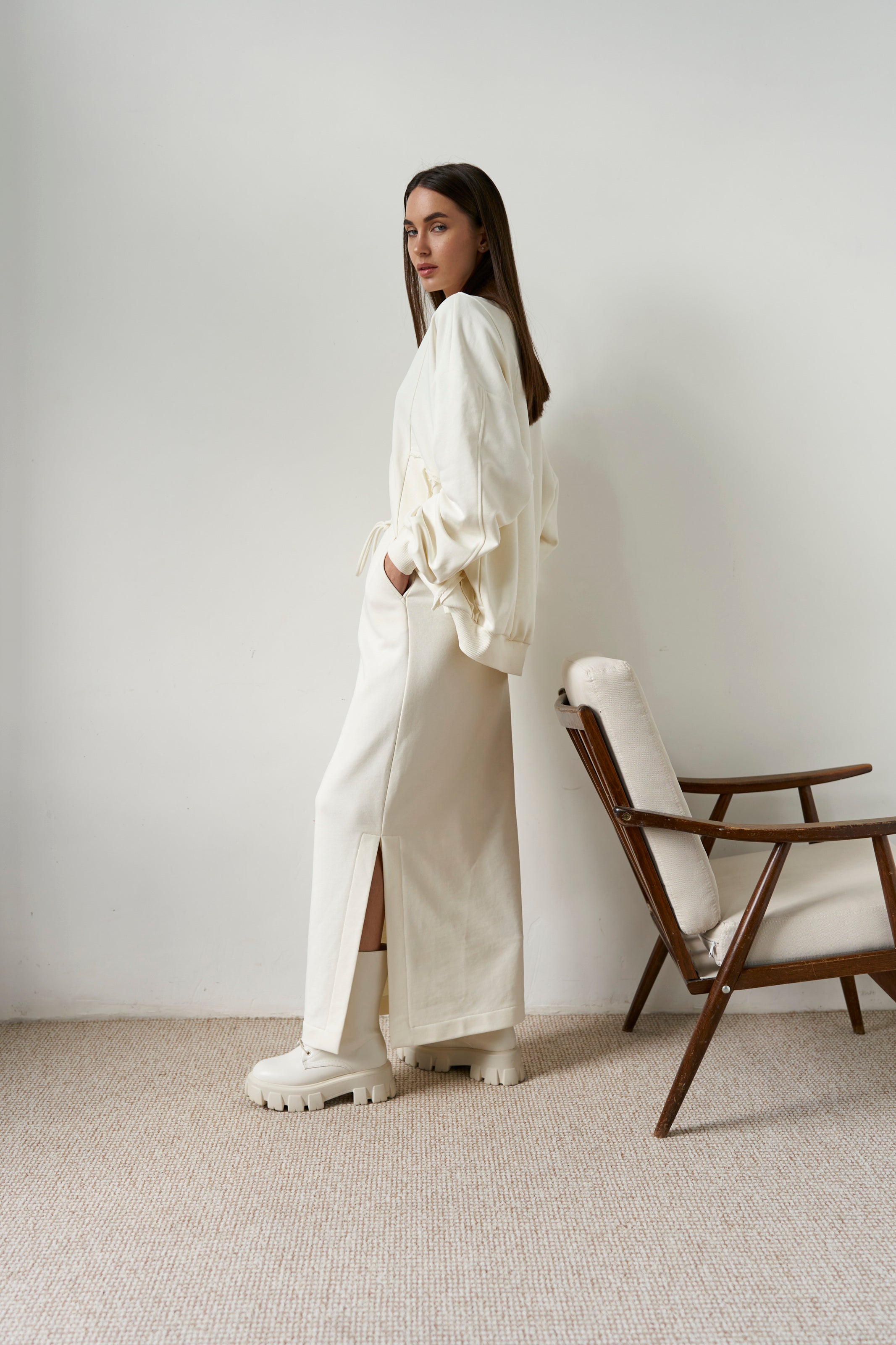 Milk Maxi Skirt Knit