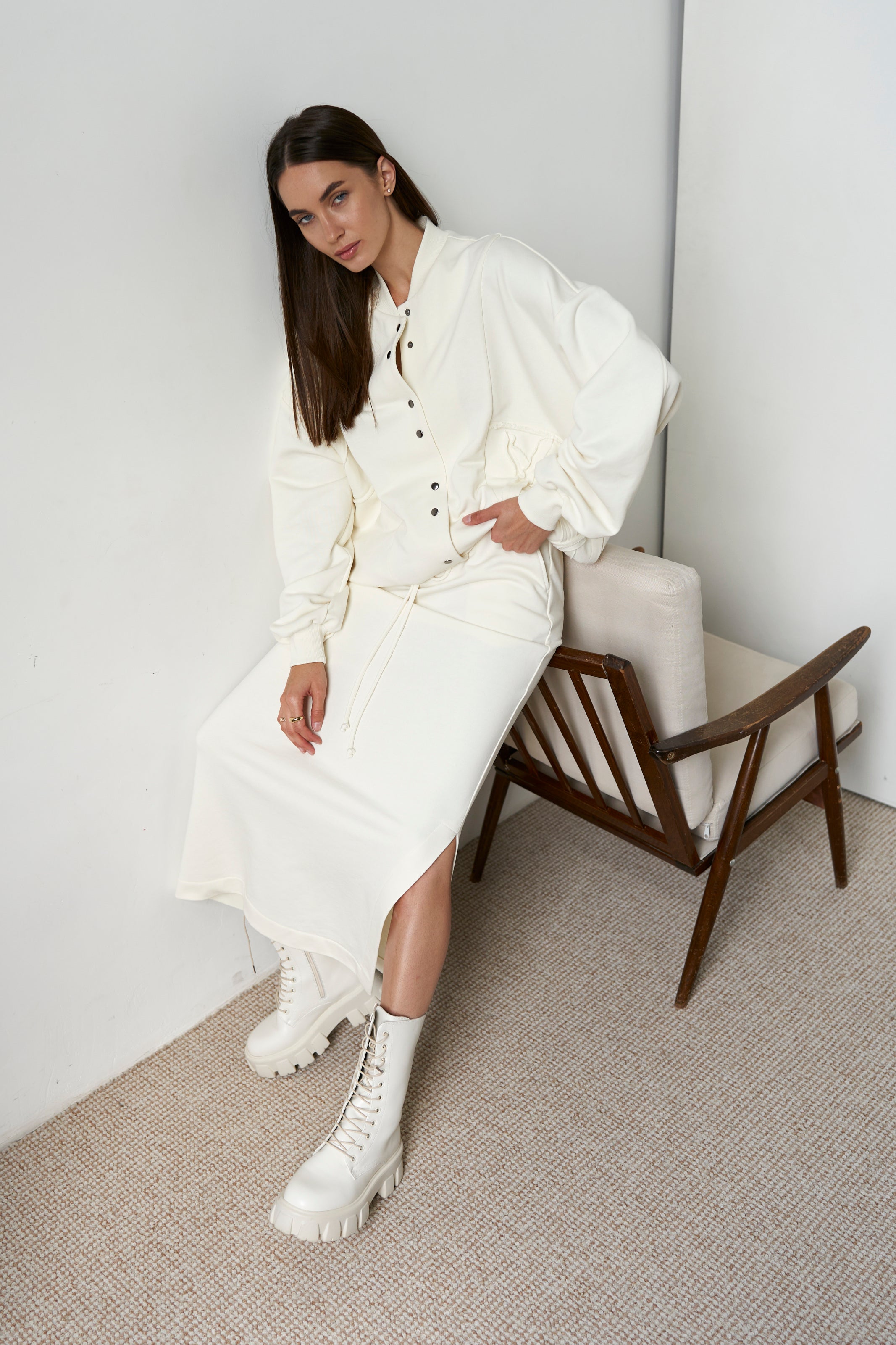 Milk Maxi Skirt Knit
