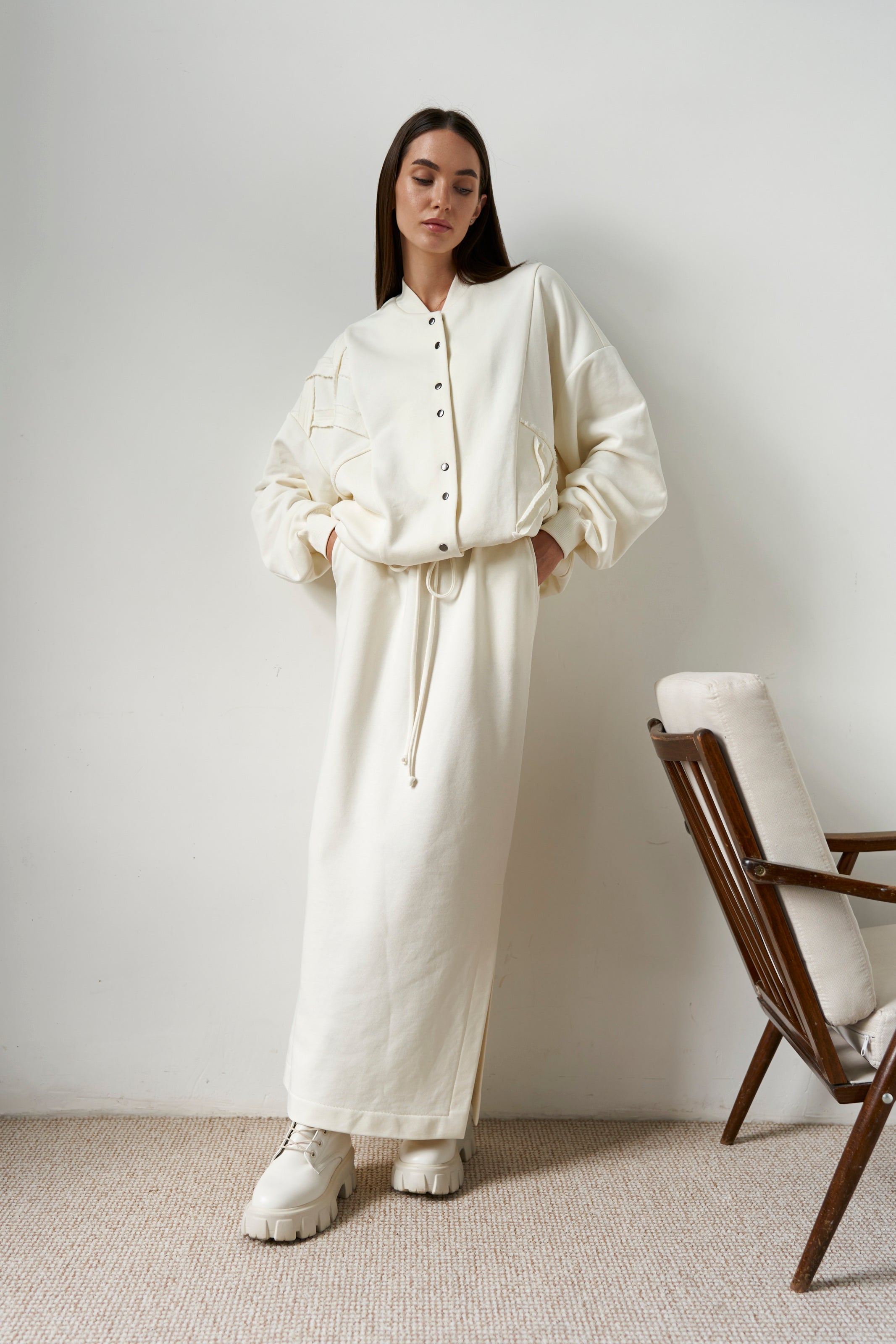 Milk Maxi Skirt Knit