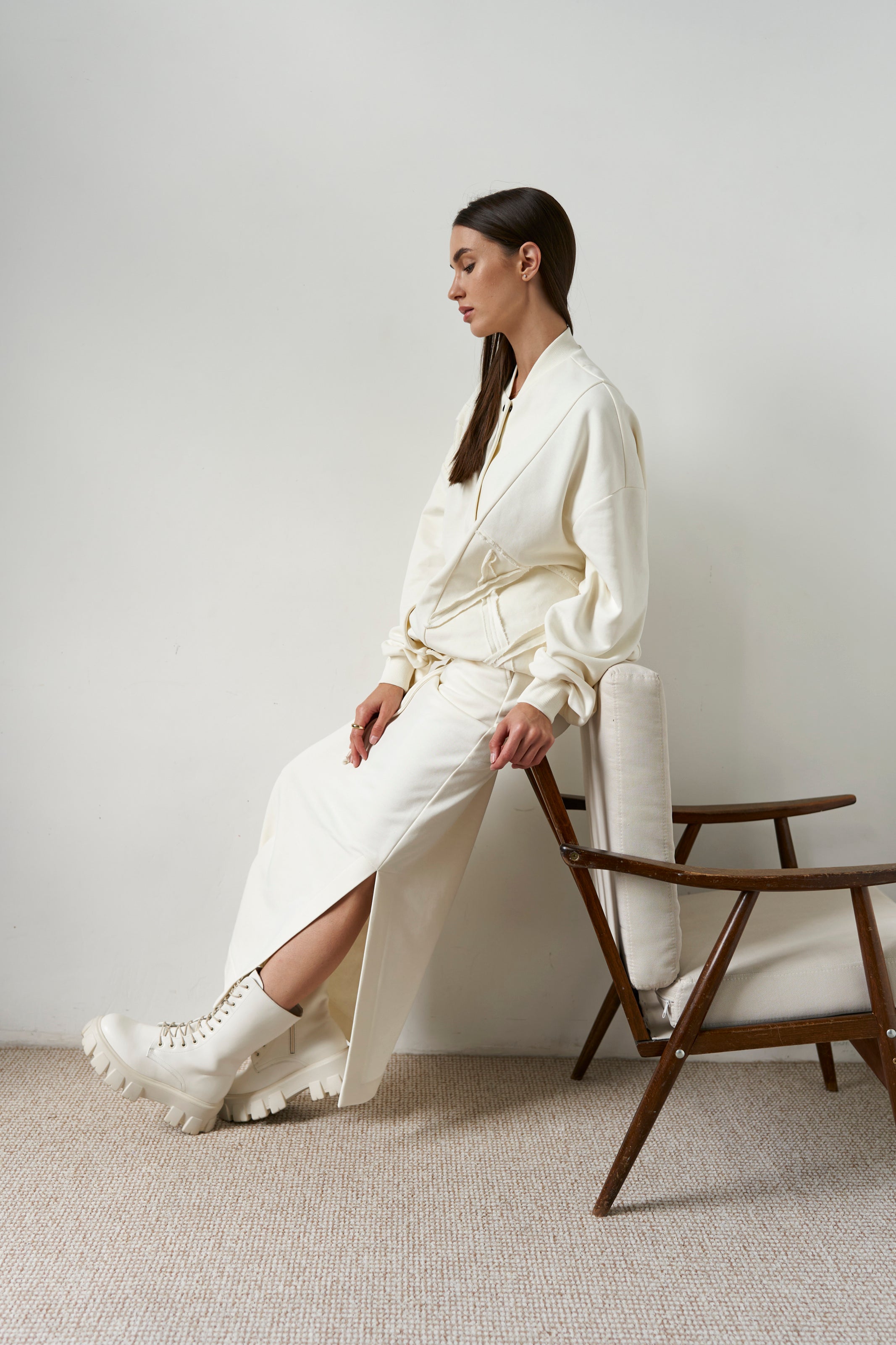 Milk Maxi Skirt Knit