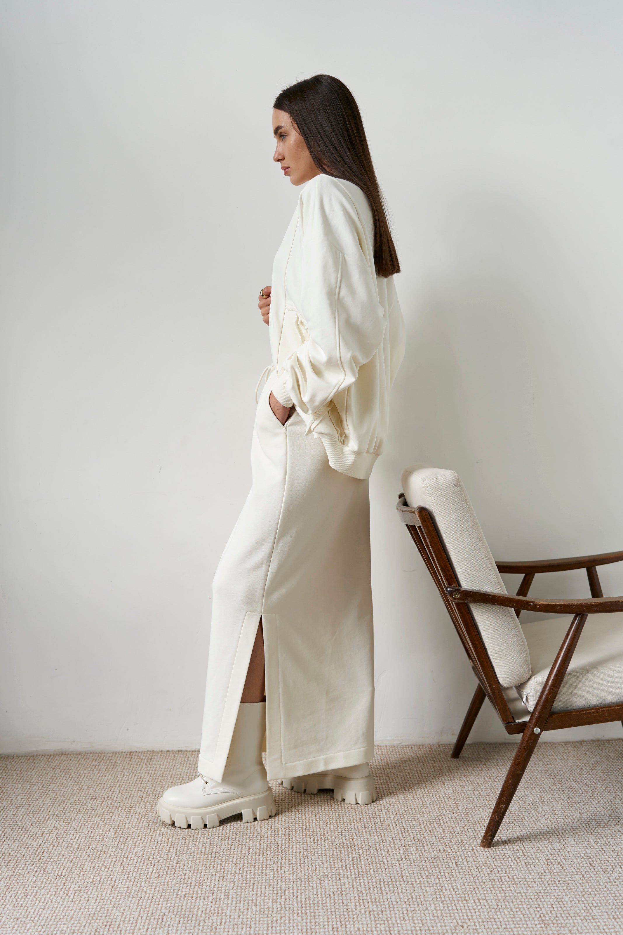 Milk Maxi Skirt Knit