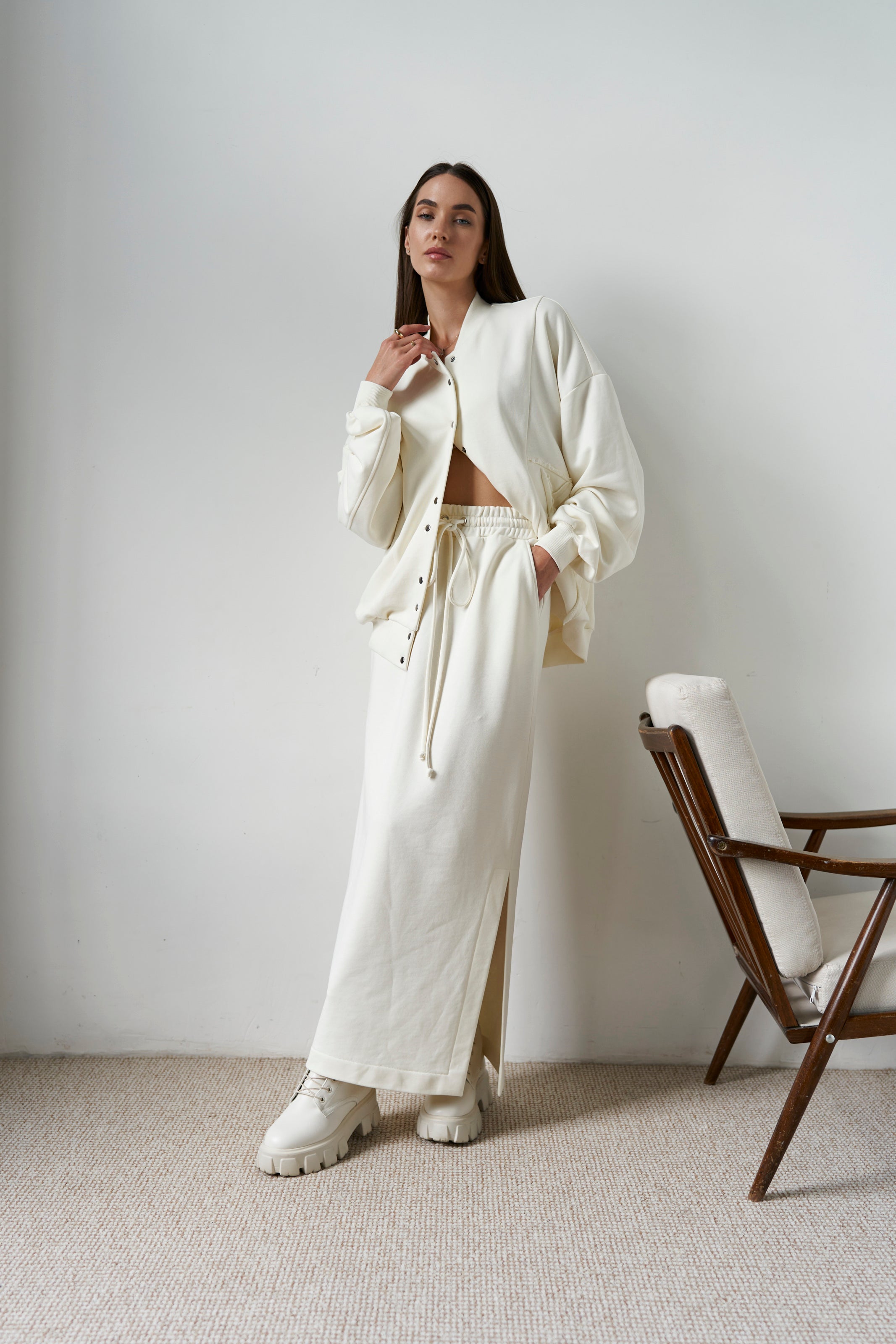 Milk Maxi Skirt Knit